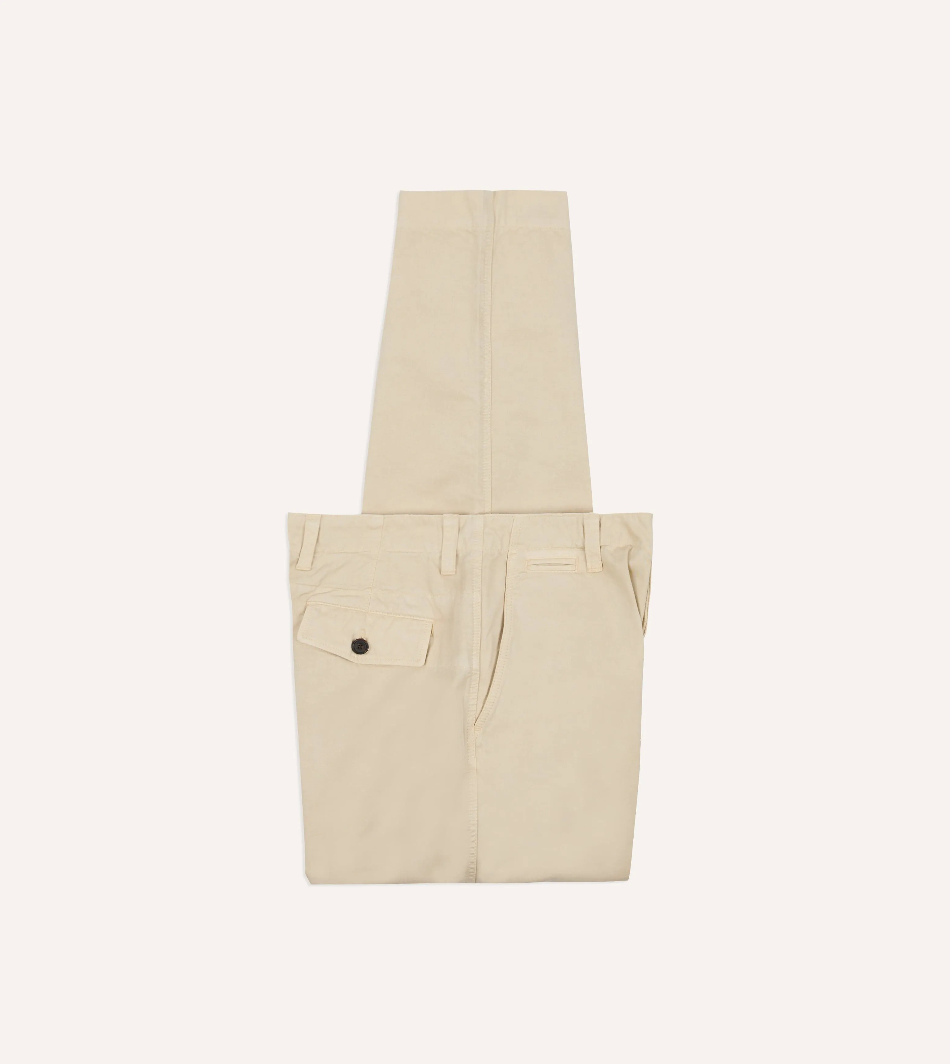 Cream Cotton Wide Leg Flat Front Chino sold by Drake's London