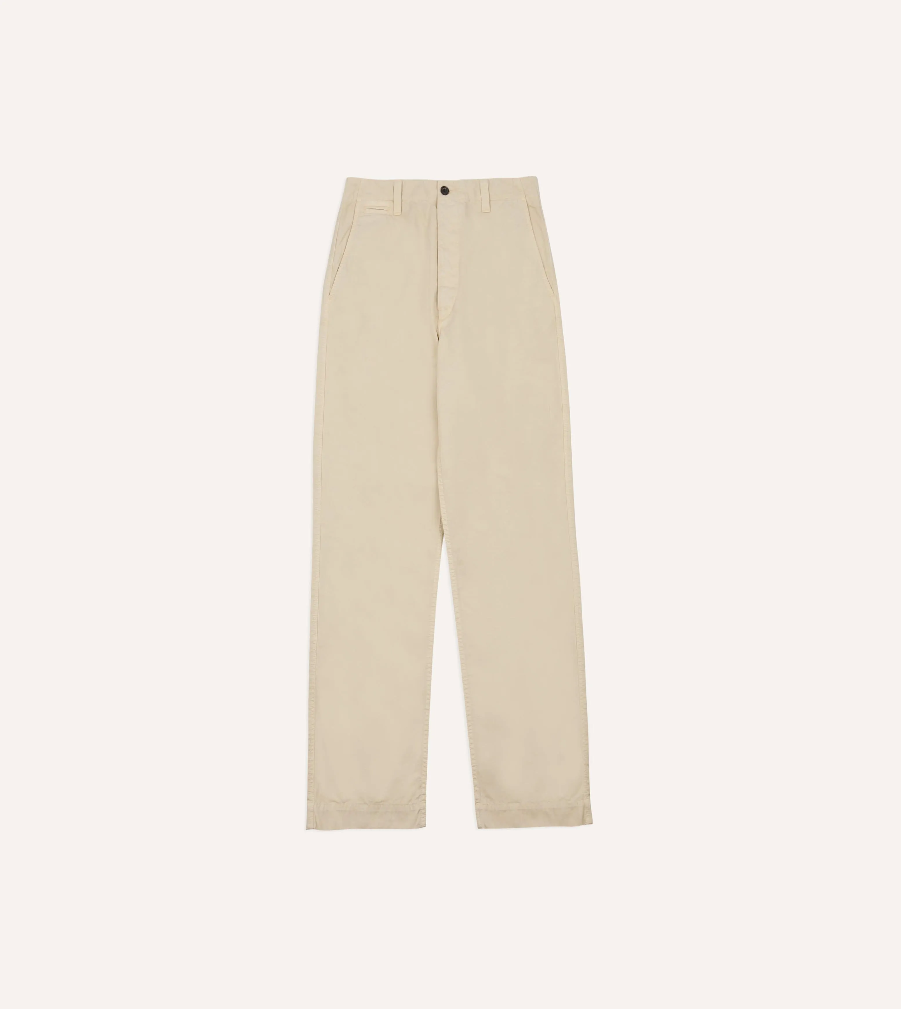 Cream Cotton Wide Leg Flat Front Chino sold by Drake's London product image thumbnail 3