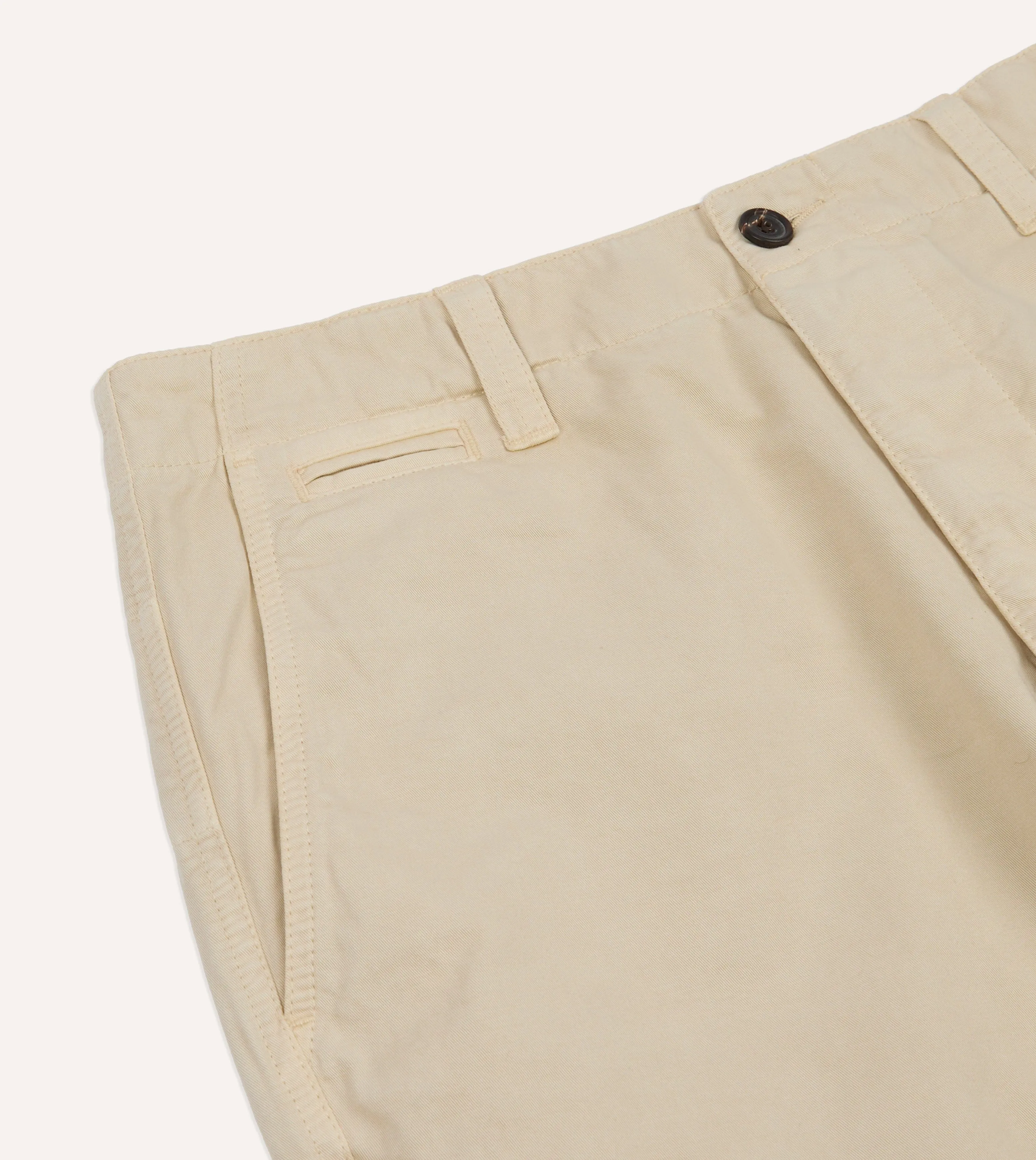Cream Cotton Wide Leg Flat Front Chino sold by Drake's London product image thumbnail 5
