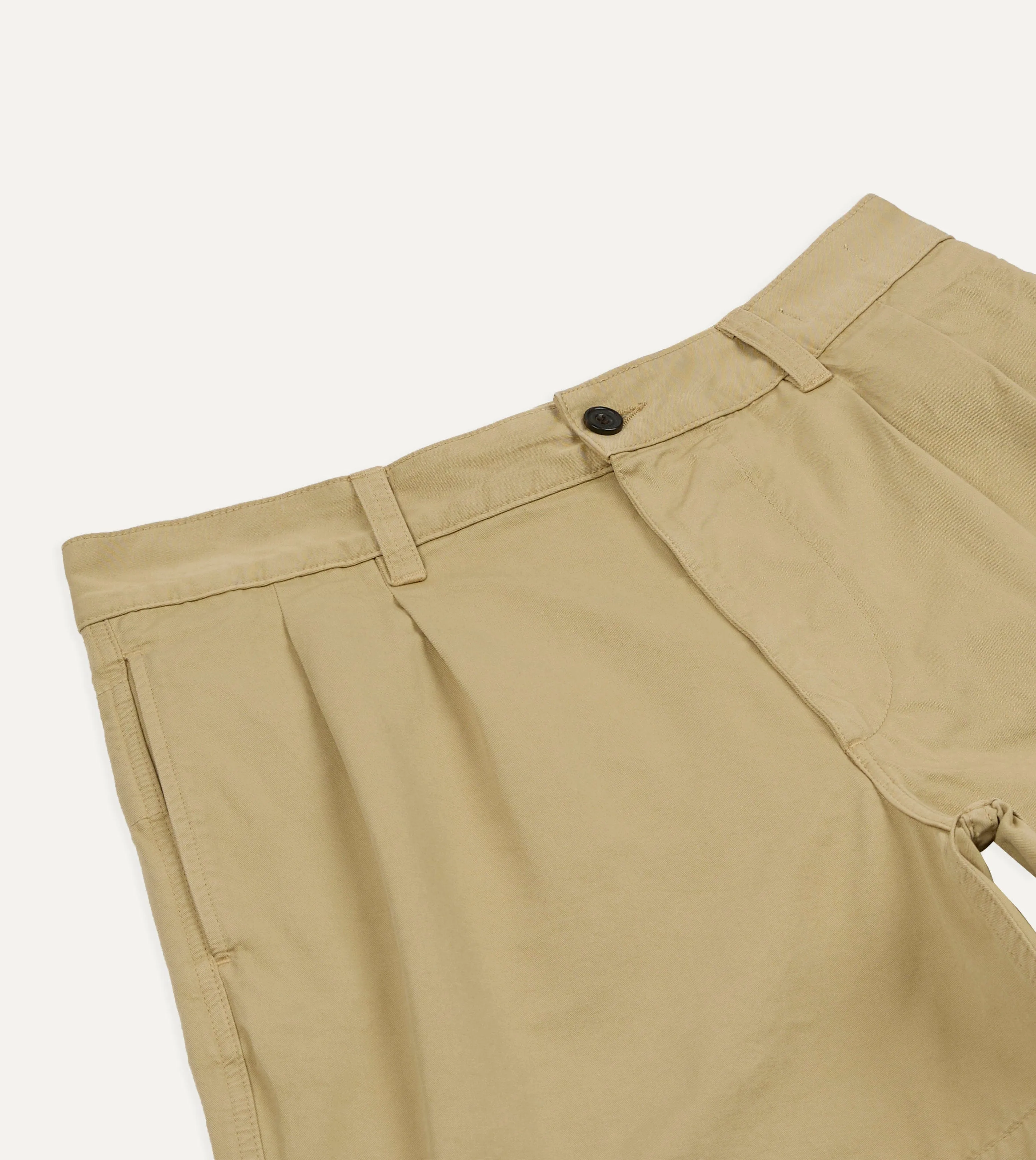 Putty Cotton Wide Leg Double-Pleat Shorts sold by Drake's London product image thumbnail 3