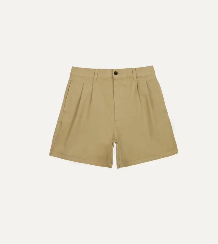 Putty Cotton Wide Leg Double-Pleat Shorts sold by Drake's London