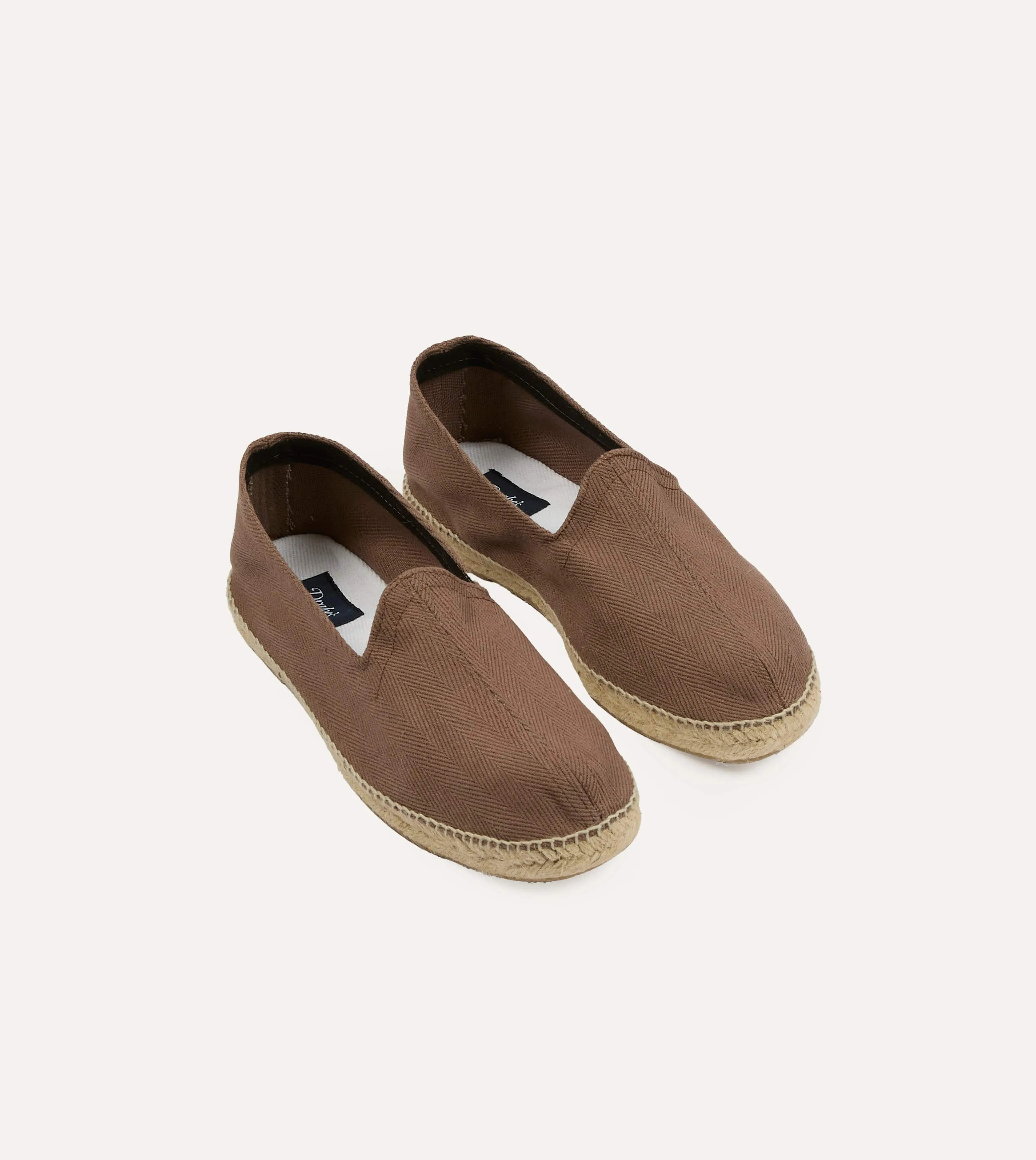 Taupe Herringbone Cotton Espadrilles sold by Drake's London