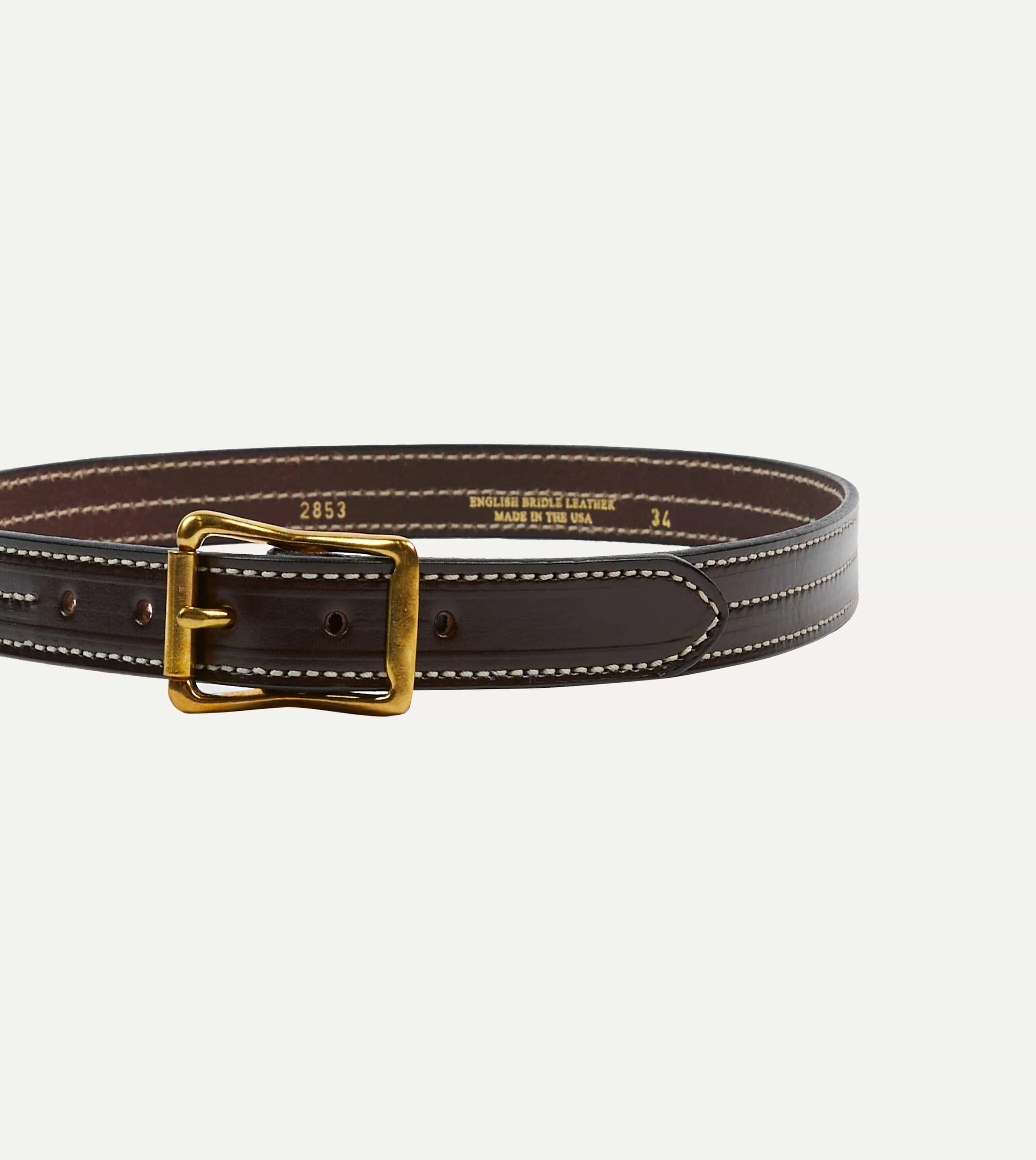 Yuketen Dark Brown Triple Stitched Leather Belt sold by Drake's London product image thumbnail 4