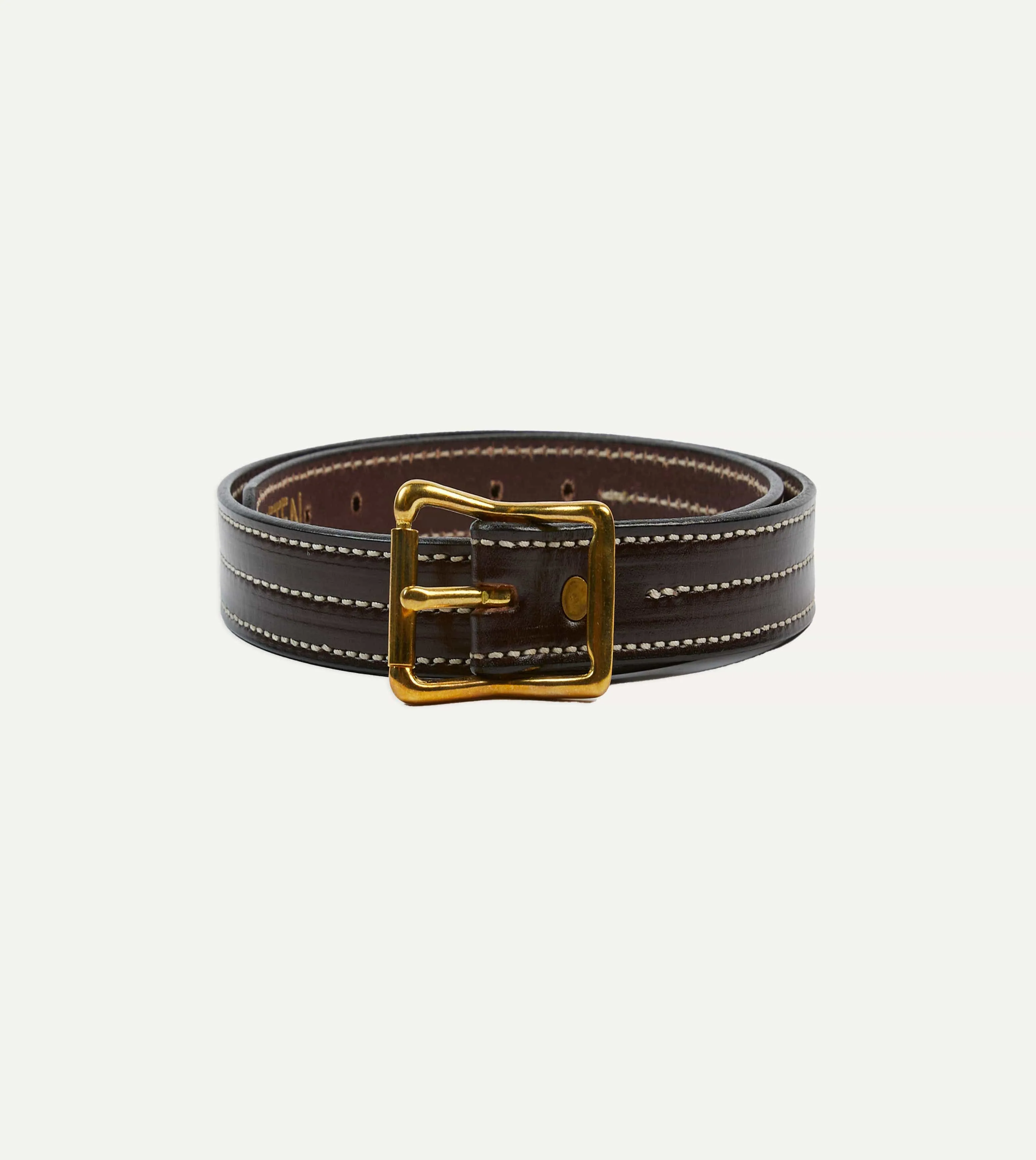 Yuketen Dark Brown Triple Stitched Leather Belt sold by Drake's London
