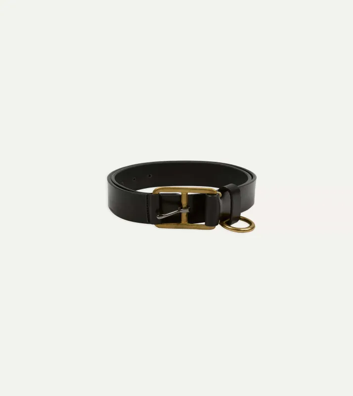 Yuketen Black Stitched D-Ring Belt sold by Drake's London