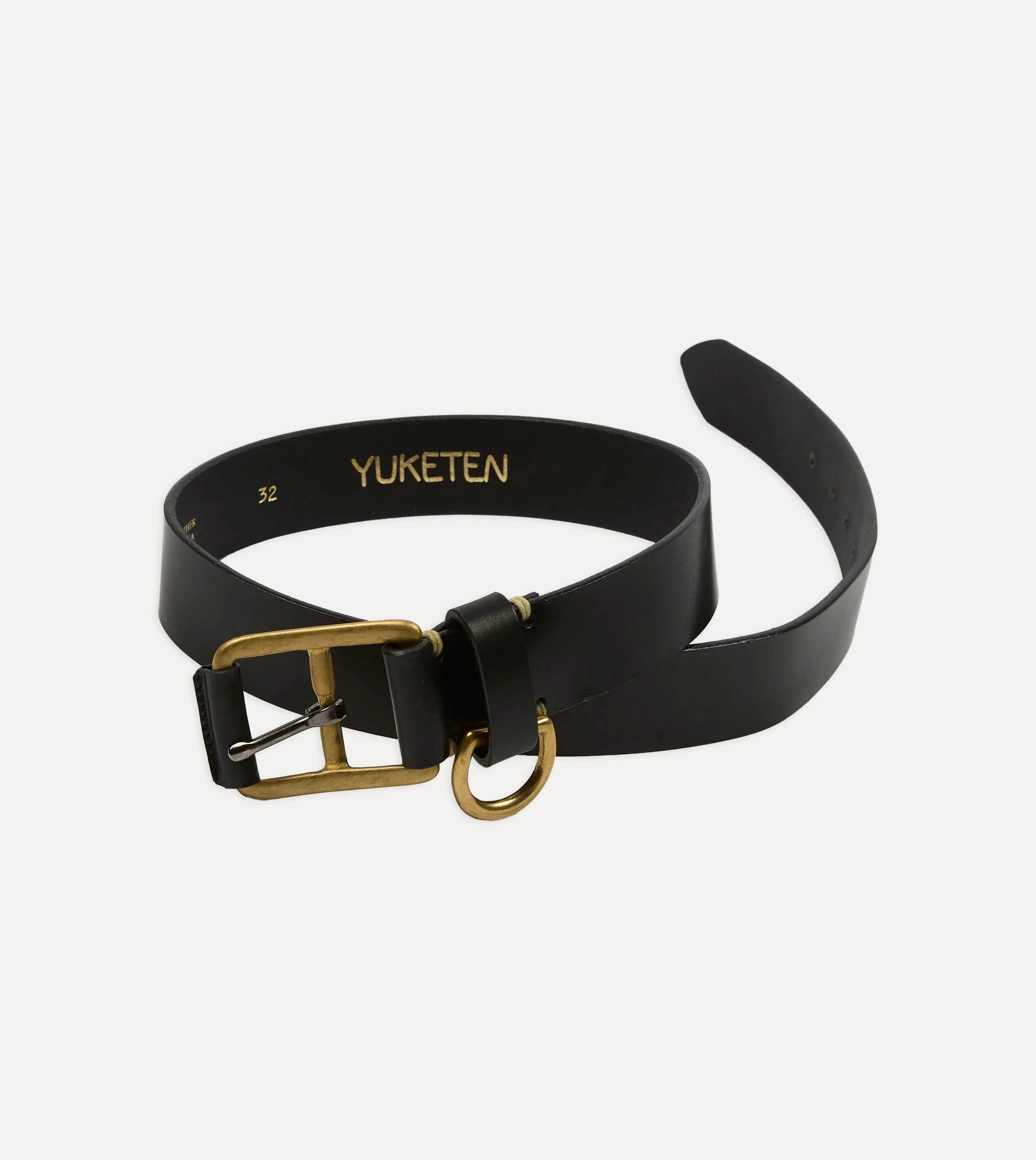 Yuketen Black Stitched D-Ring Belt sold by Drake's London product image thumbnail 5