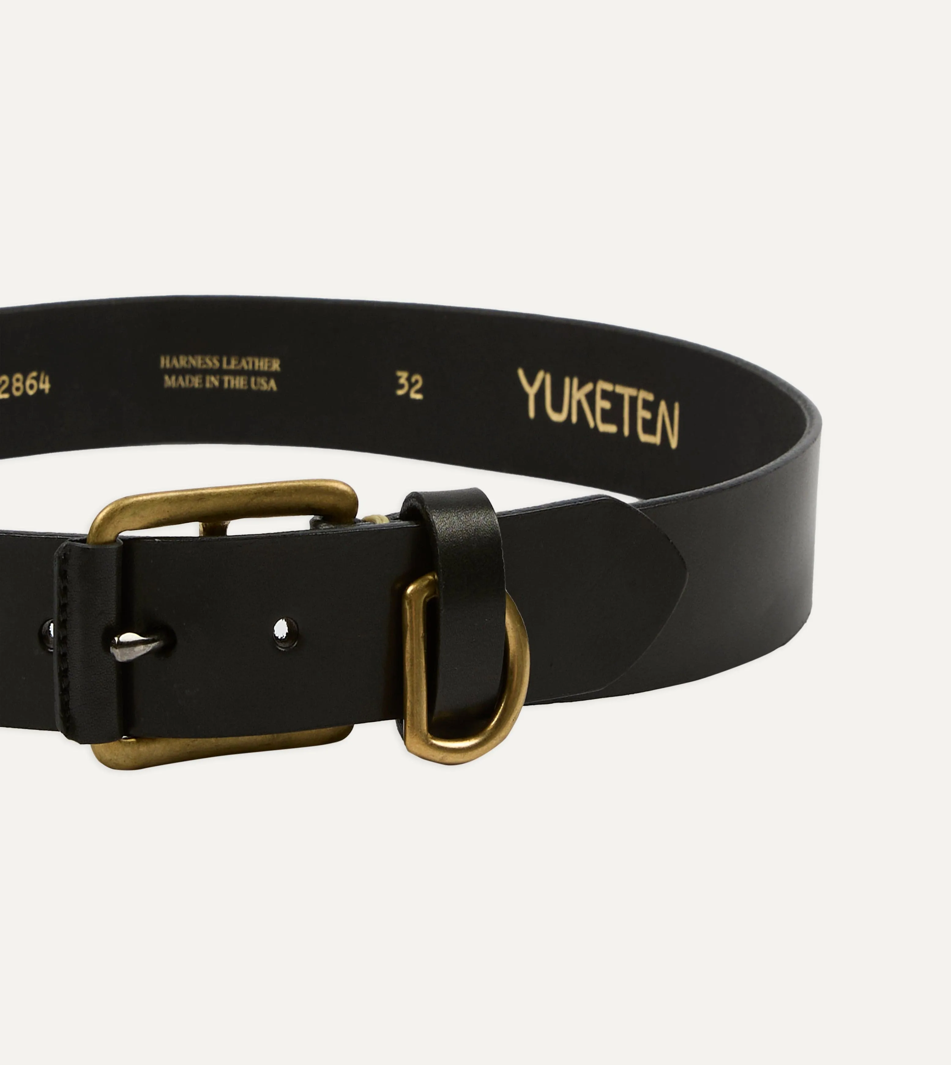 Yuketen Black Stitched D-Ring Belt sold by Drake's London product image thumbnail 3