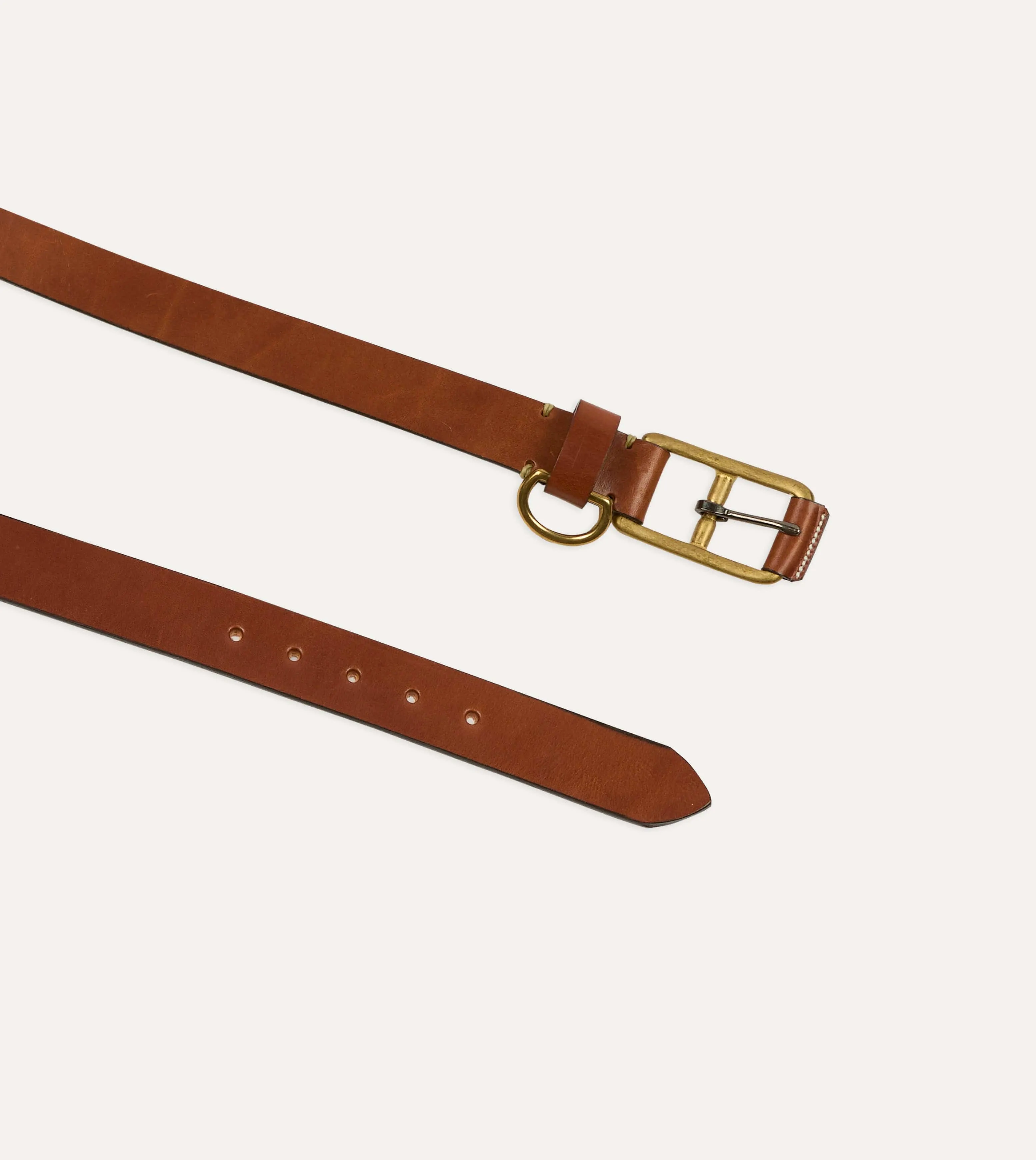 Yuketen Buck Brown Stitched D-Ring Belt sold by Drake's London product image thumbnail 2
