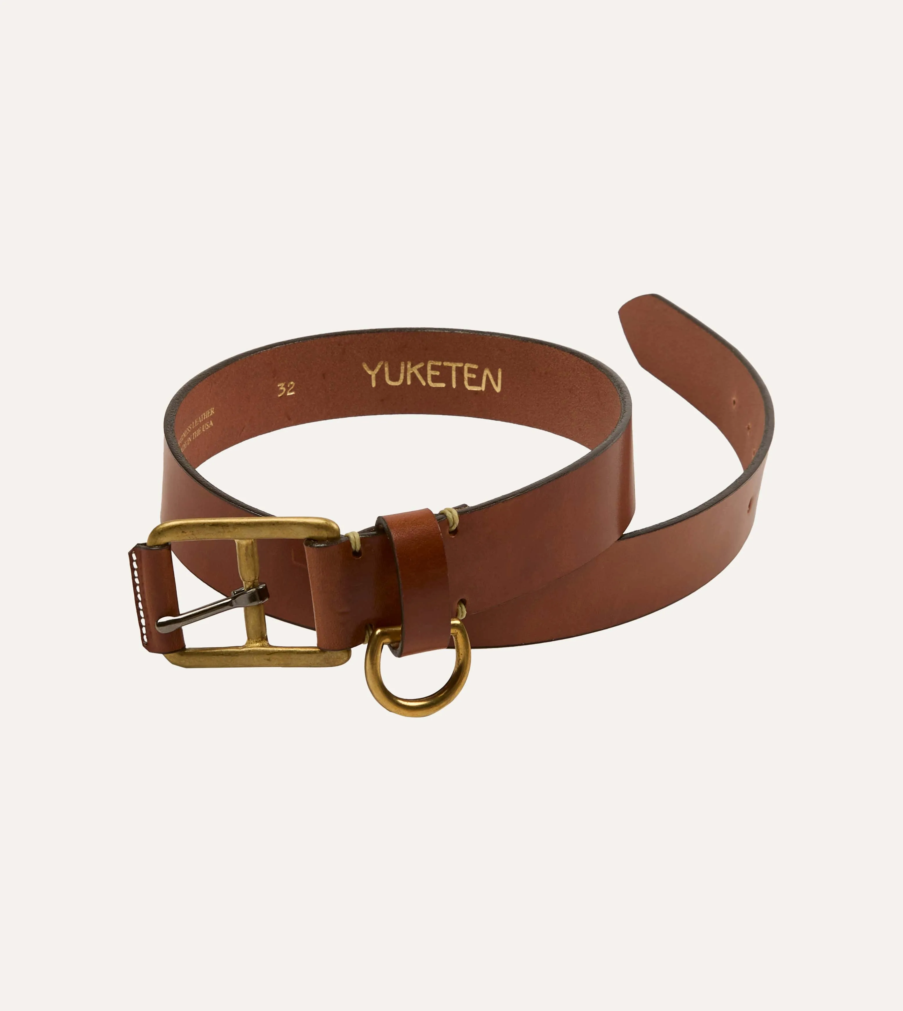 Yuketen Buck Brown Stitched D-Ring Belt sold by Drake's London product image thumbnail 5