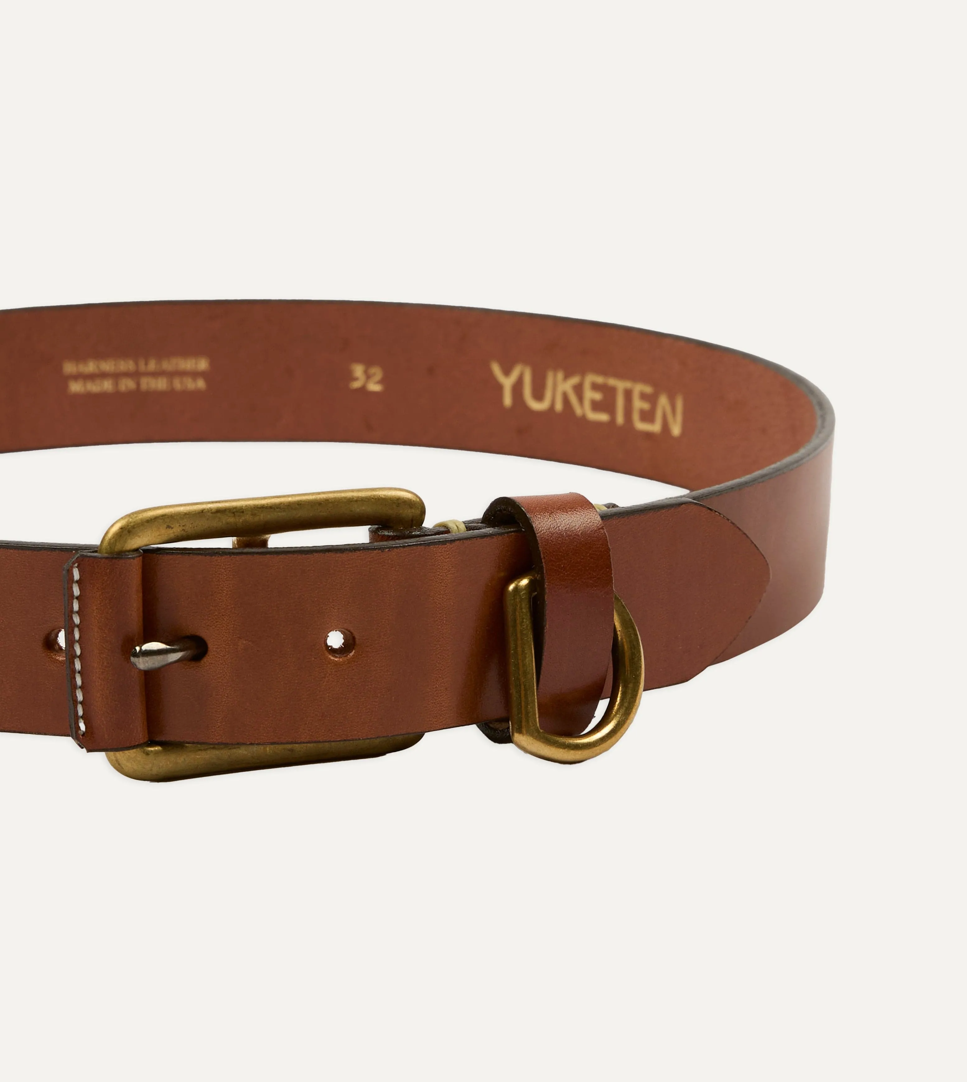Yuketen Buck Brown Stitched D-Ring Belt sold by Drake's London product image thumbnail 3