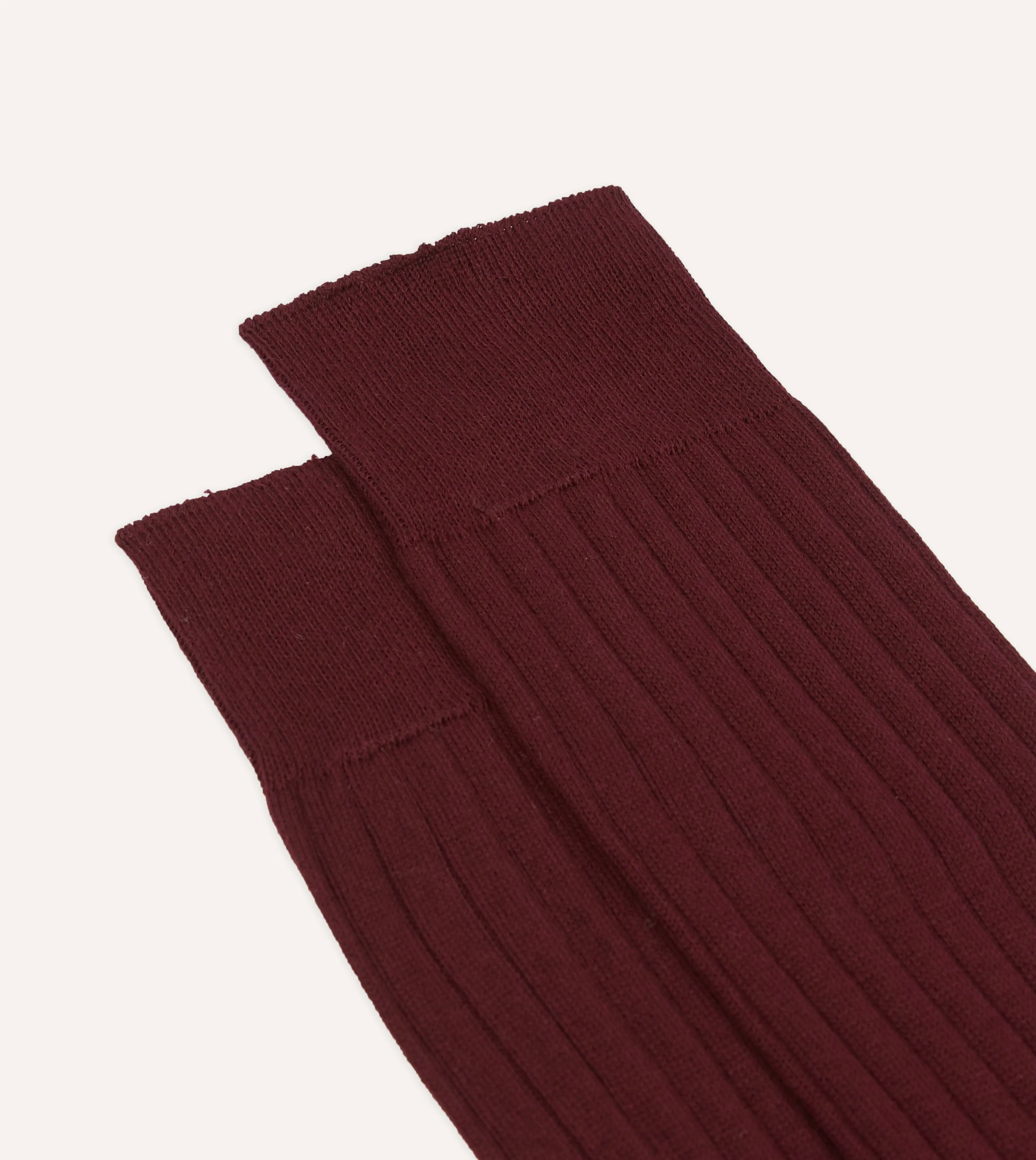 Burgundy Cotton Mid-Calf Socks sold by Drake's London product image thumbnail 3
