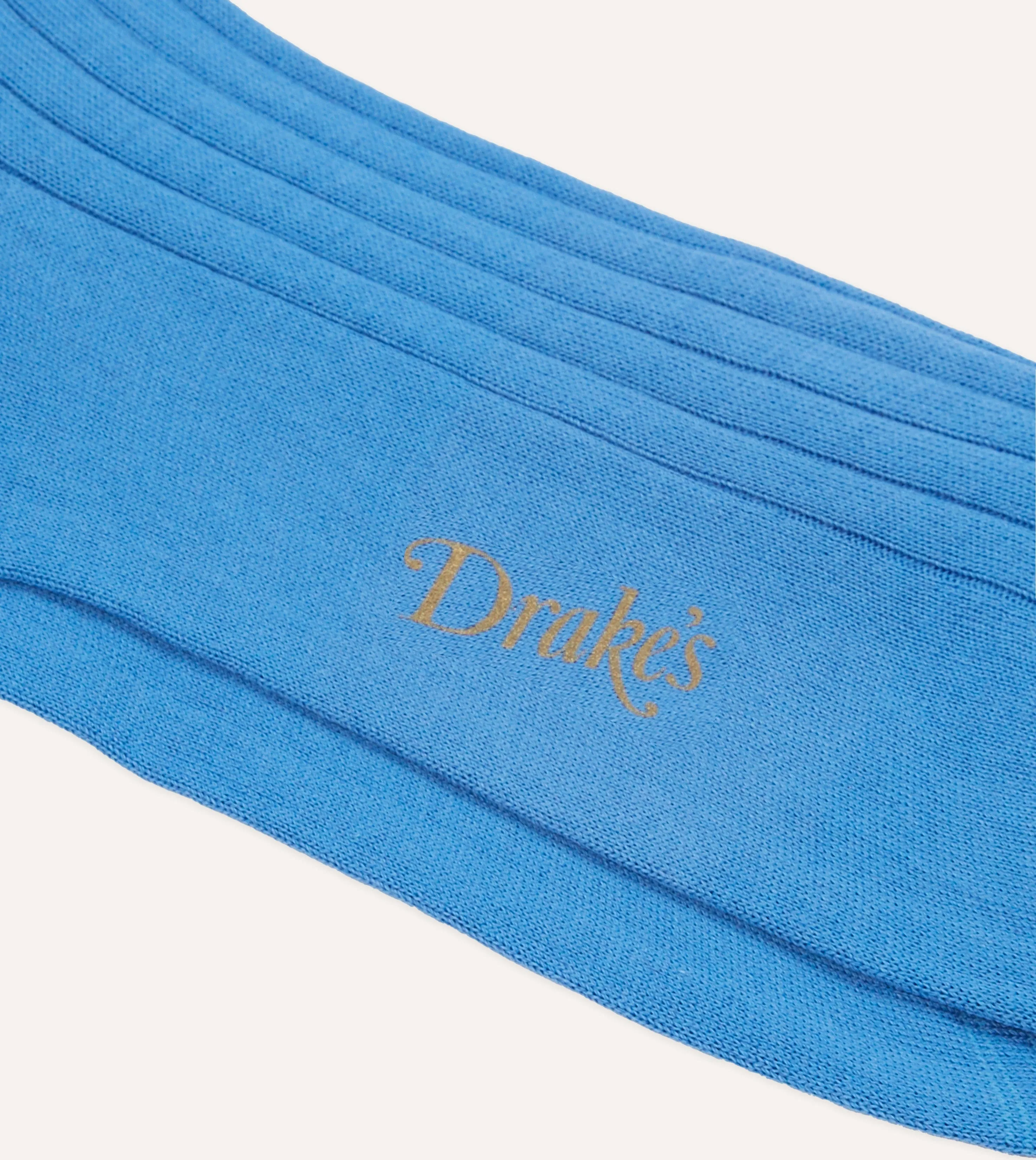 Sky Blue Cotton Mid-Calf Socks sold by Drake's London product image thumbnail 2