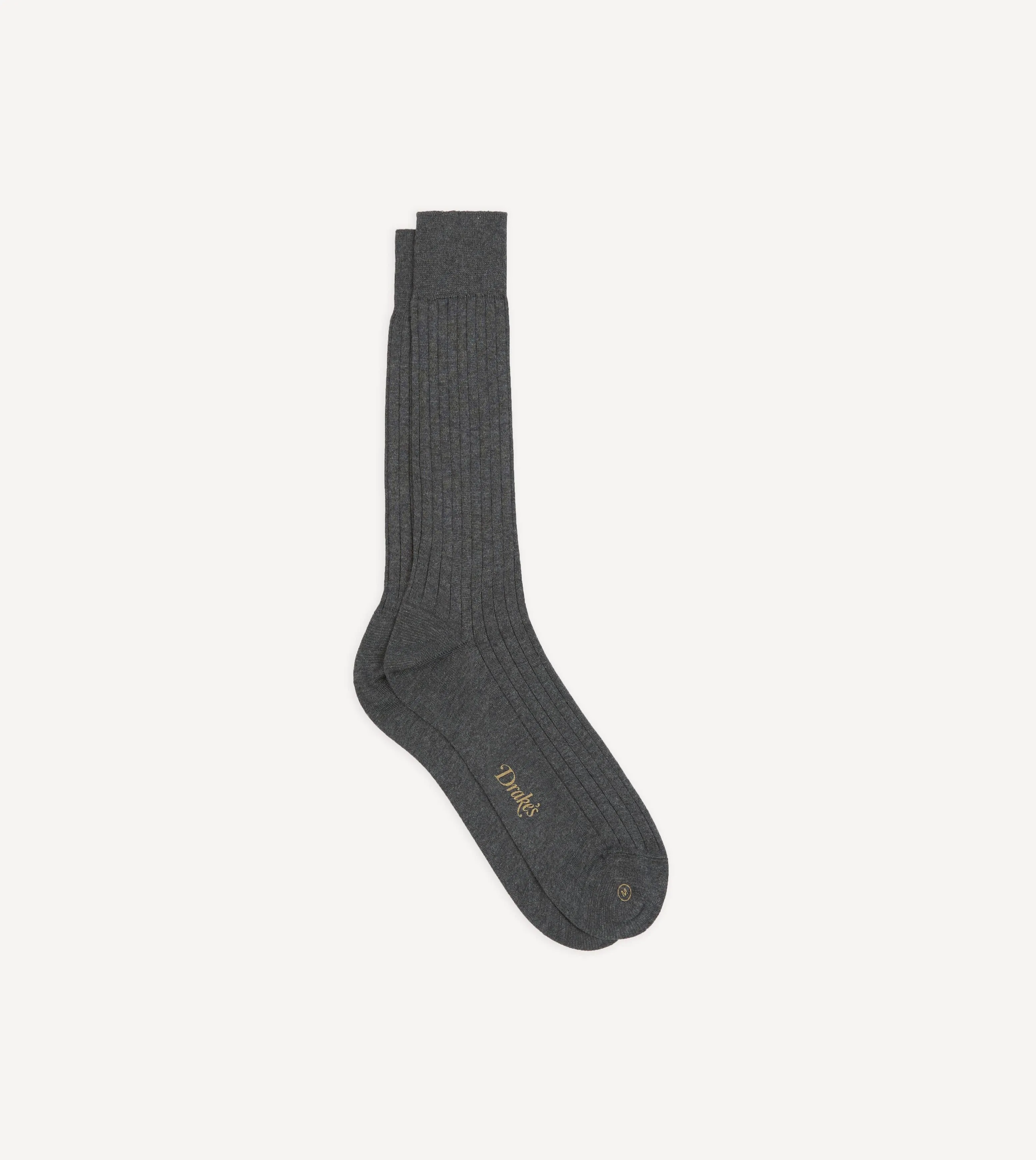 Charcoal Cotton Mid-Calf Socks sold by Drake's London