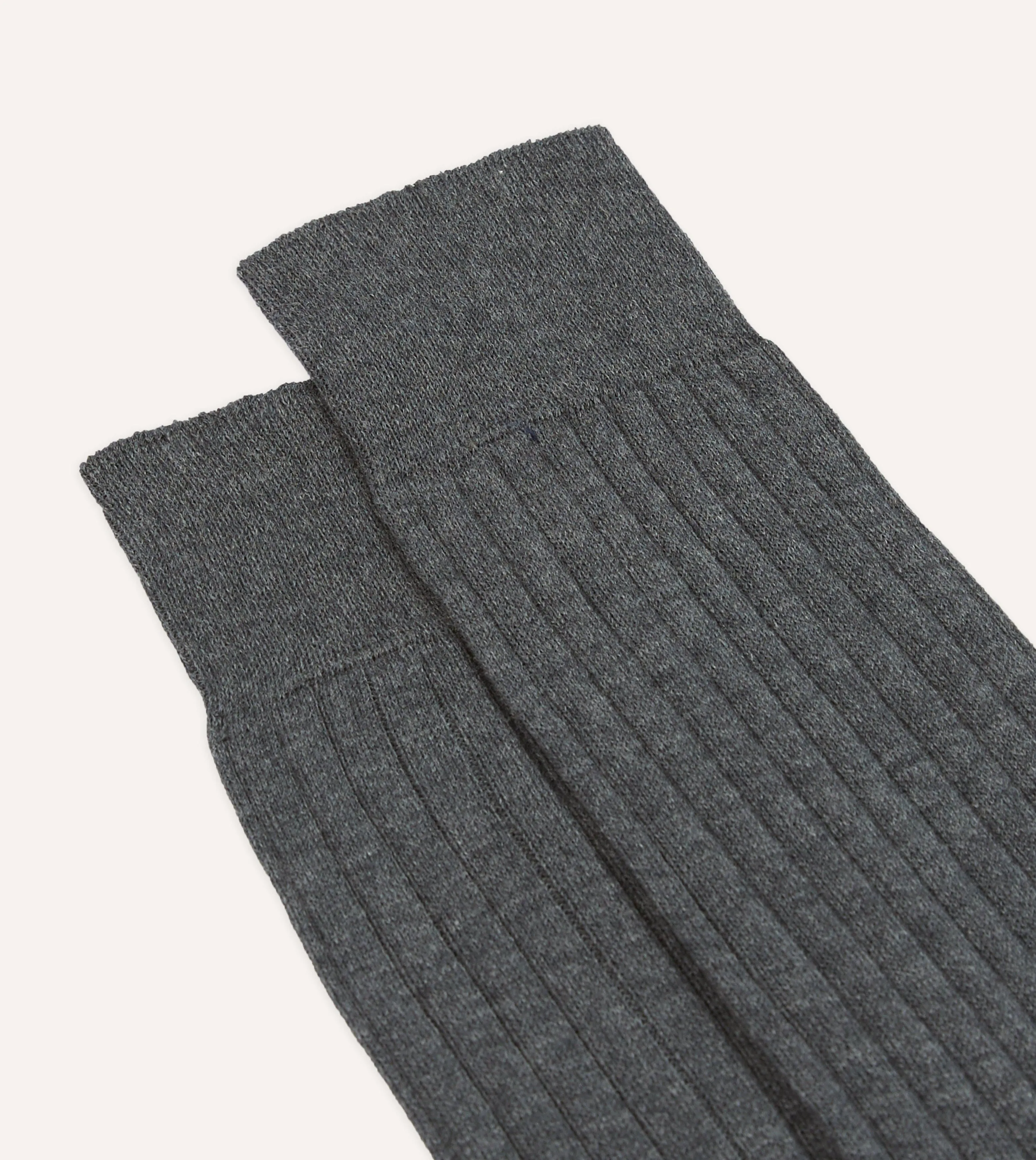 Charcoal Cotton Mid-Calf Socks sold by Drake's London product image thumbnail 3