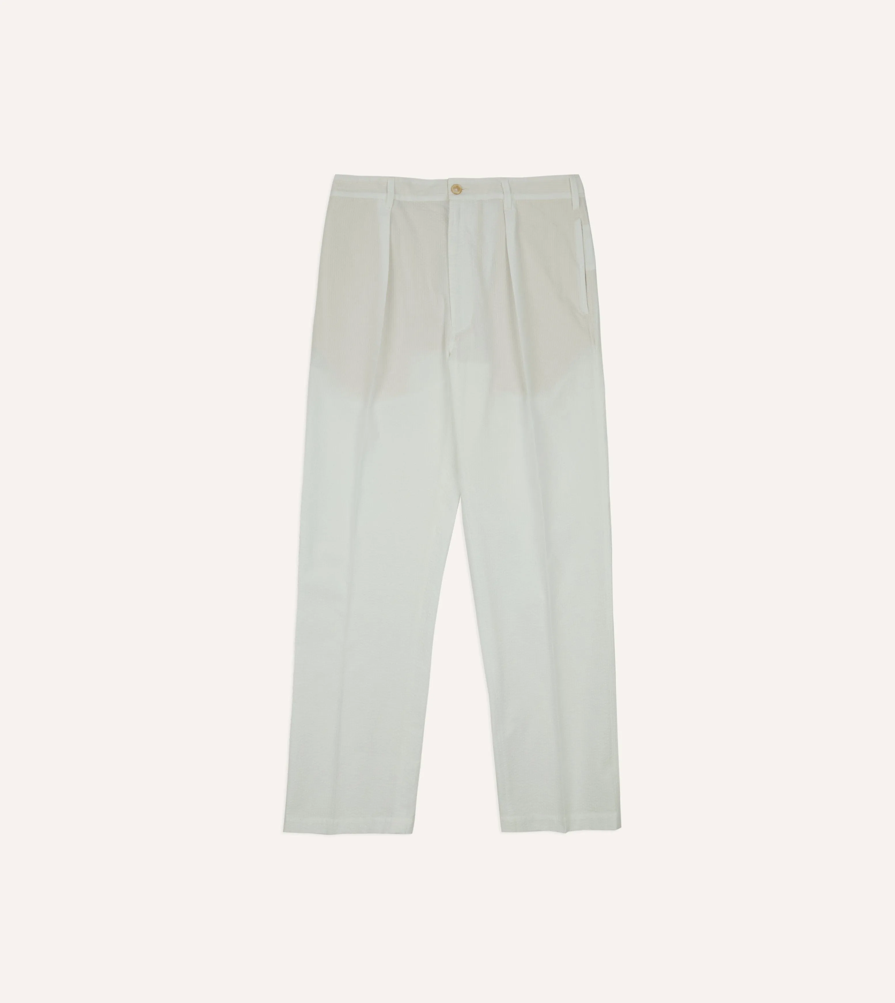 Michael McGregor for Drake’s White Seersucker Games Trousers sold by Drake's London product image thumbnail 3