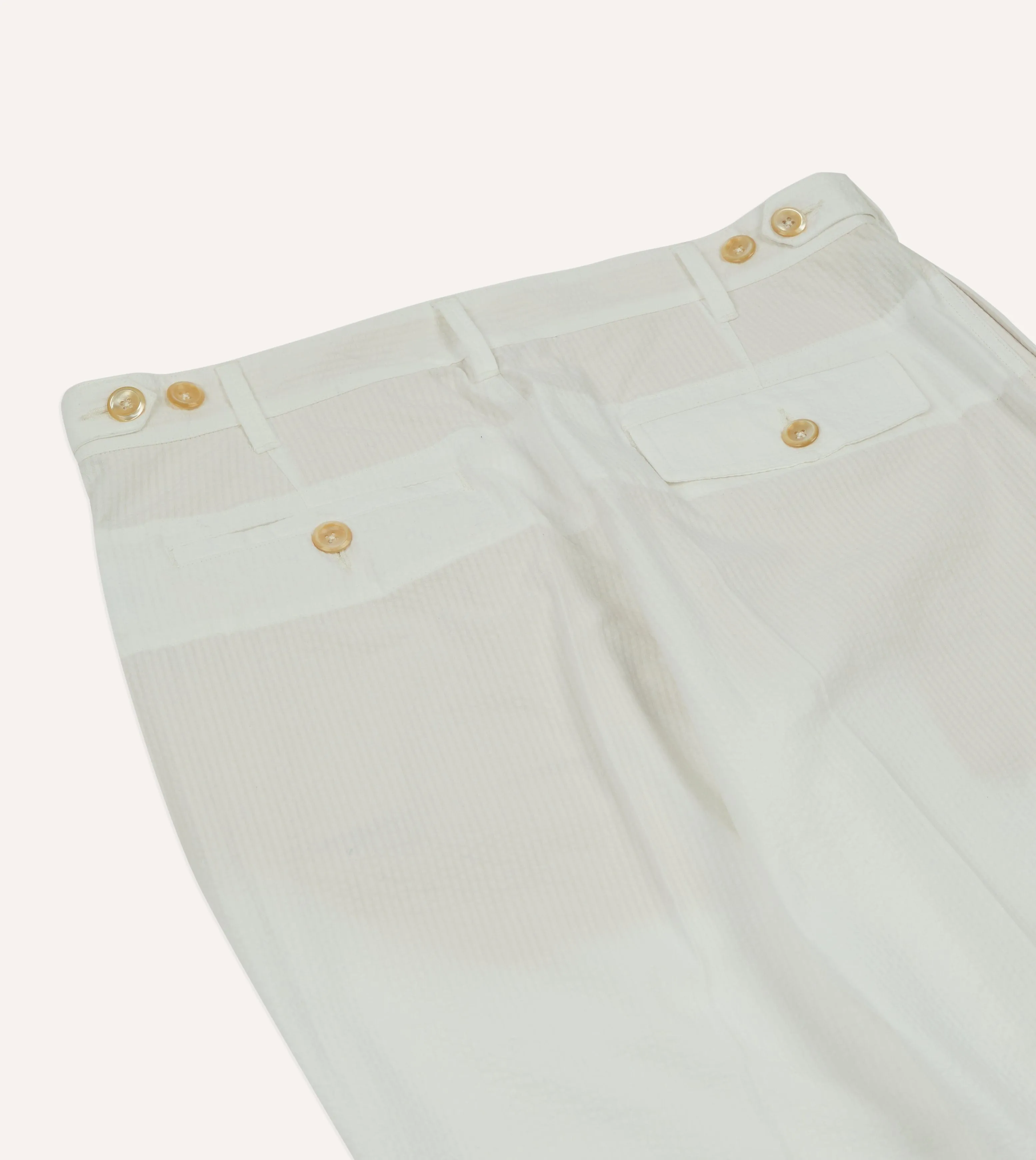 Michael McGregor for Drake’s White Seersucker Games Trousers sold by Drake's London product image thumbnail 5