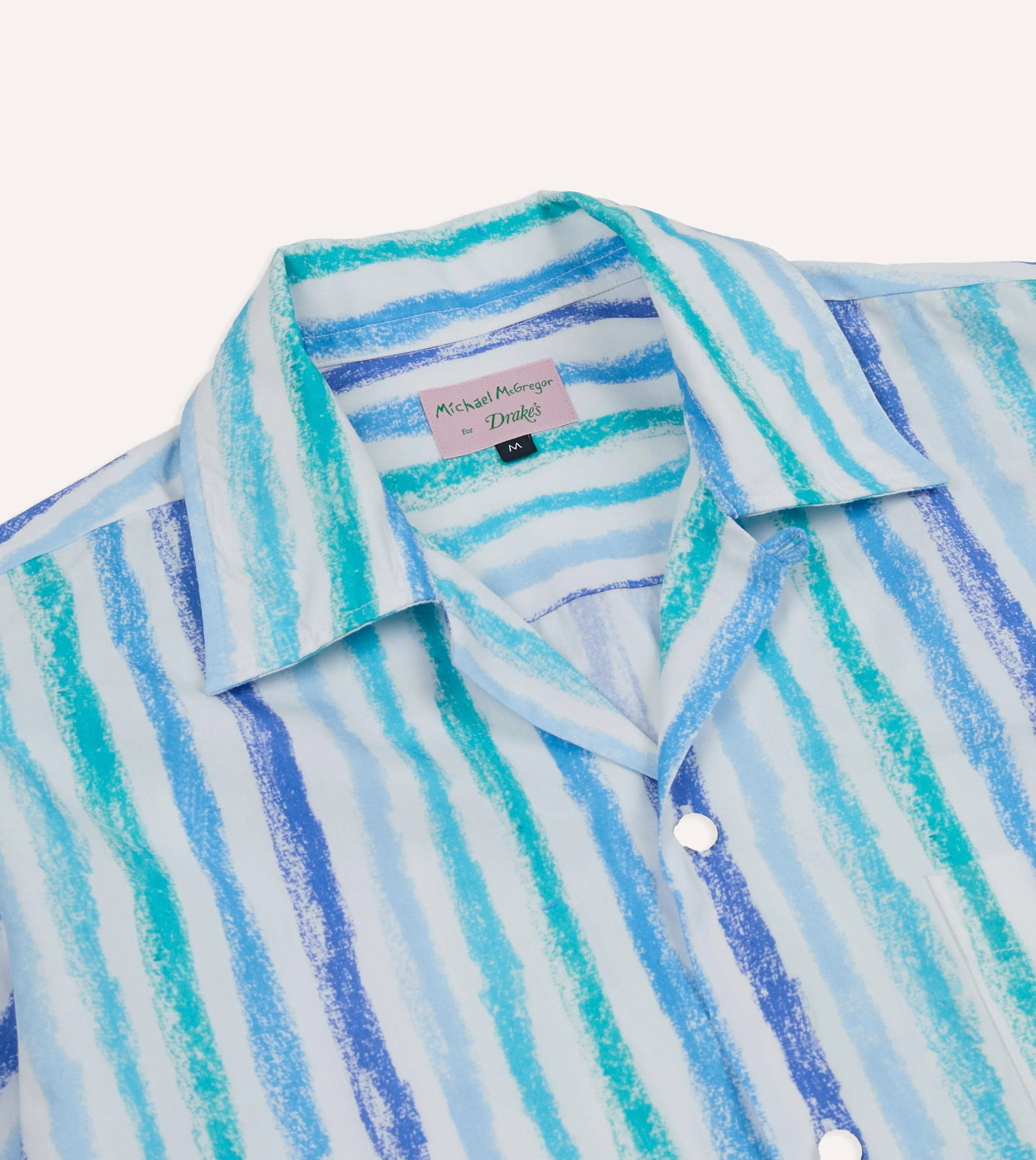 Michael McGregor for Drake's Stripe Camp Collar Shirt sold by Drake's London product image thumbnail 3