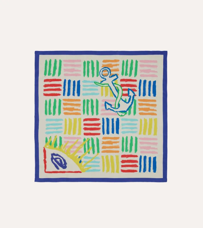 Michael McGregor for Drake's Anchor Print Silk Bandana sold by Drake's London