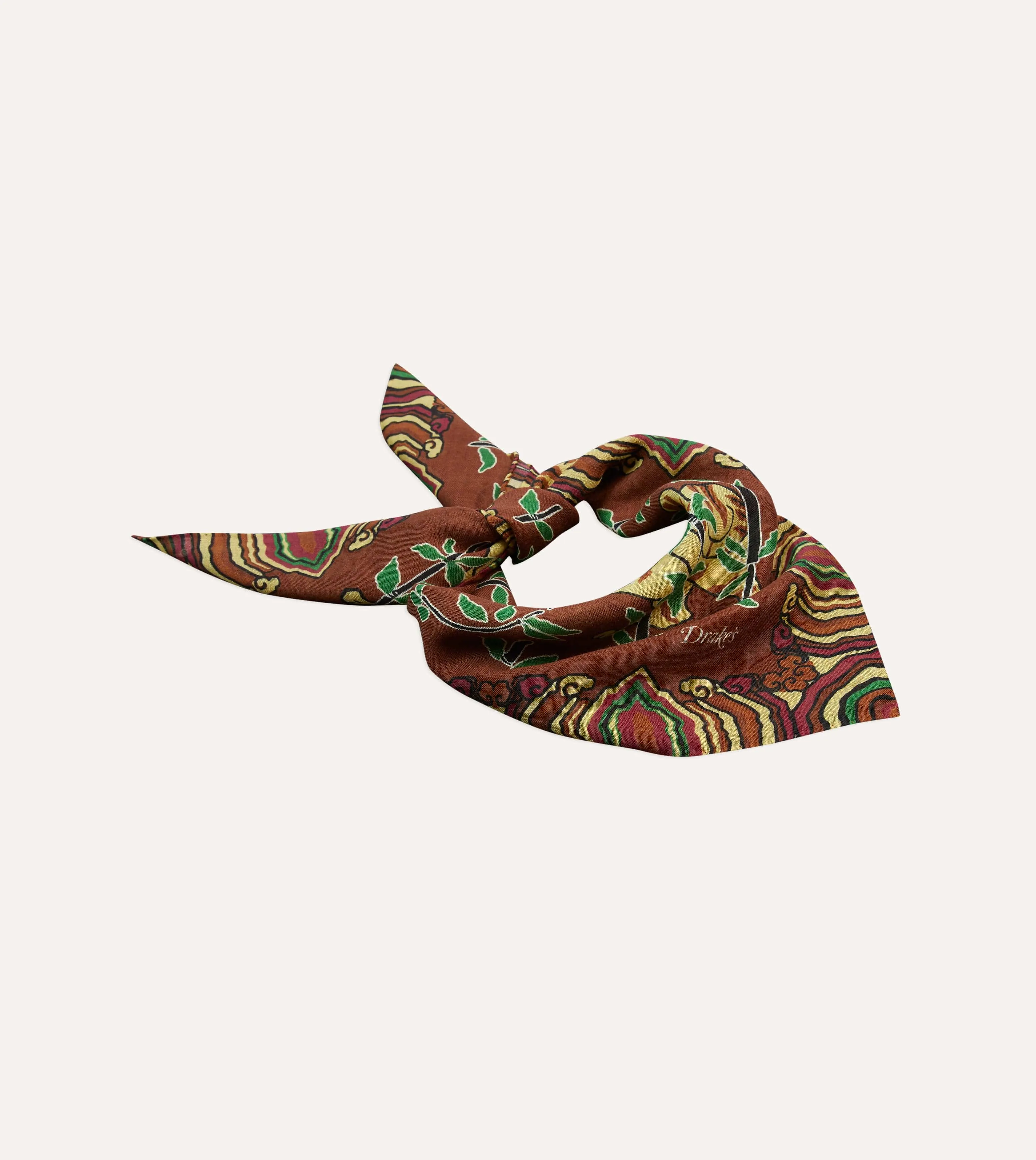 Brown Tigers Print Wool-Silk Bandana sold by Drake's London product image thumbnail 4