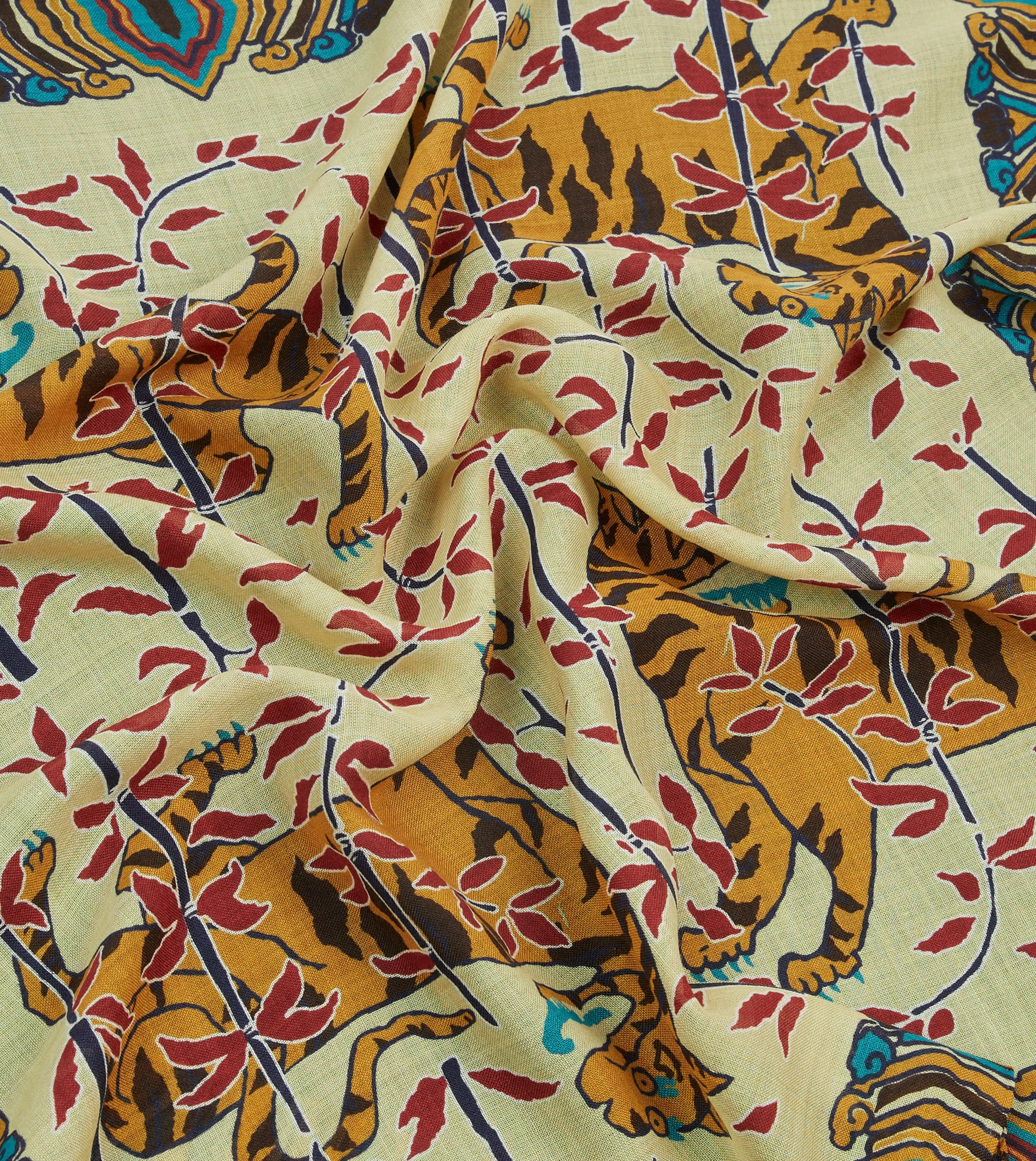 Ecru Tigers Print Wool-Silk Bandana sold by Drake's London product image thumbnail 2