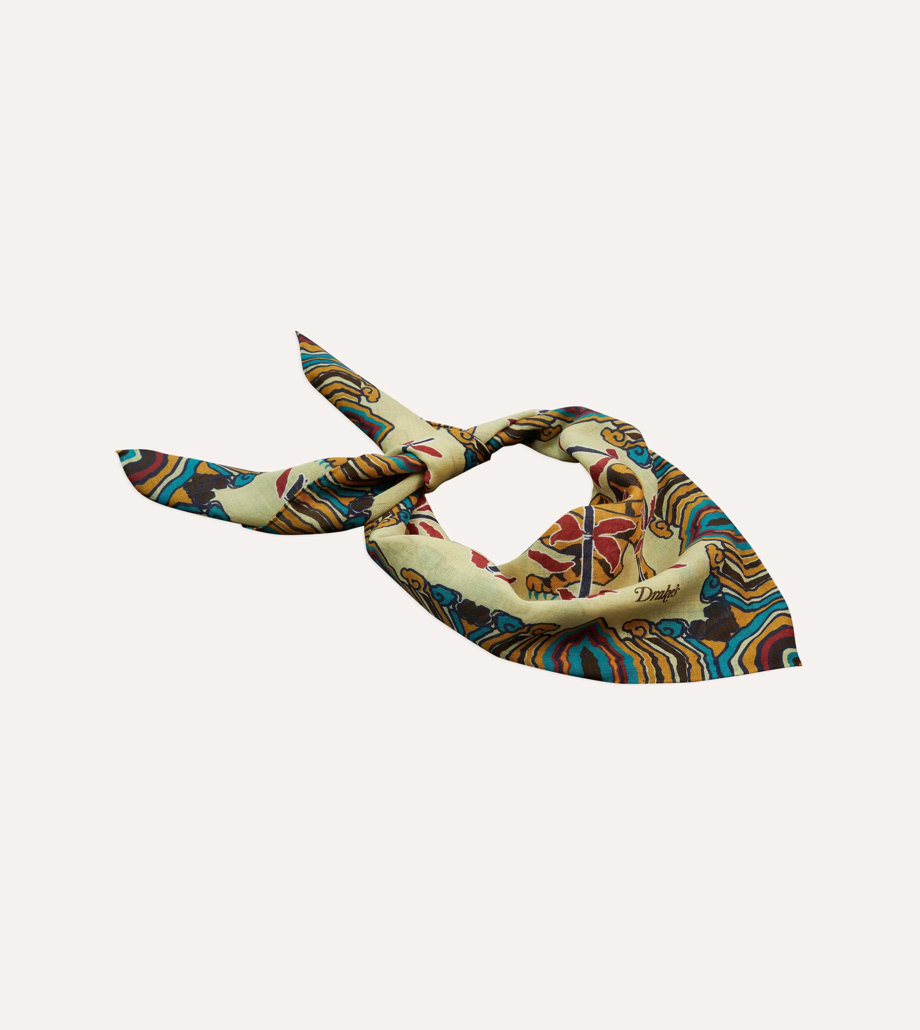 Ecru Tigers Print Wool-Silk Bandana sold by Drake's London product image thumbnail 4