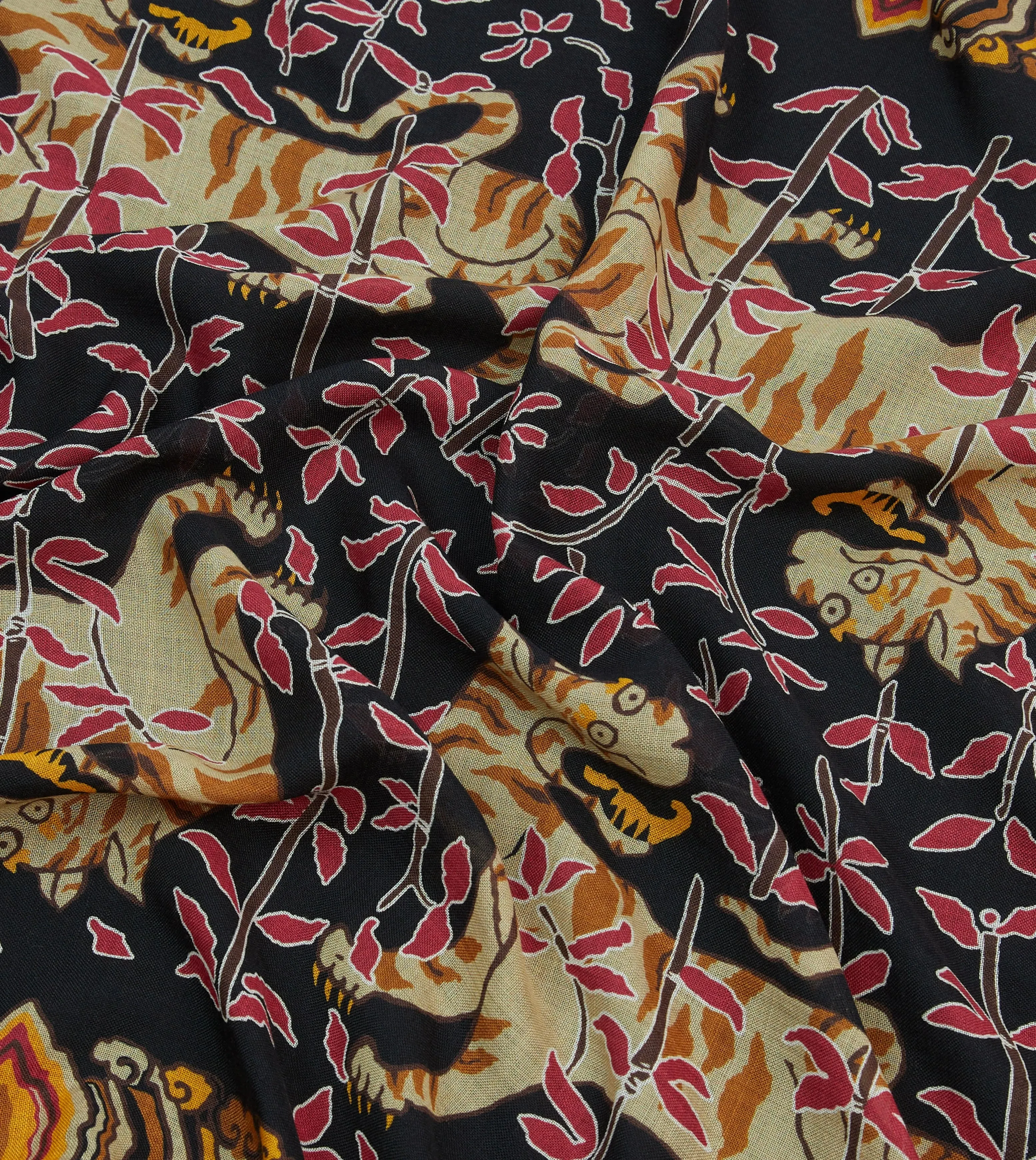 Black Tigers Print Wool-Silk Bandana sold by Drake's London product image thumbnail 2