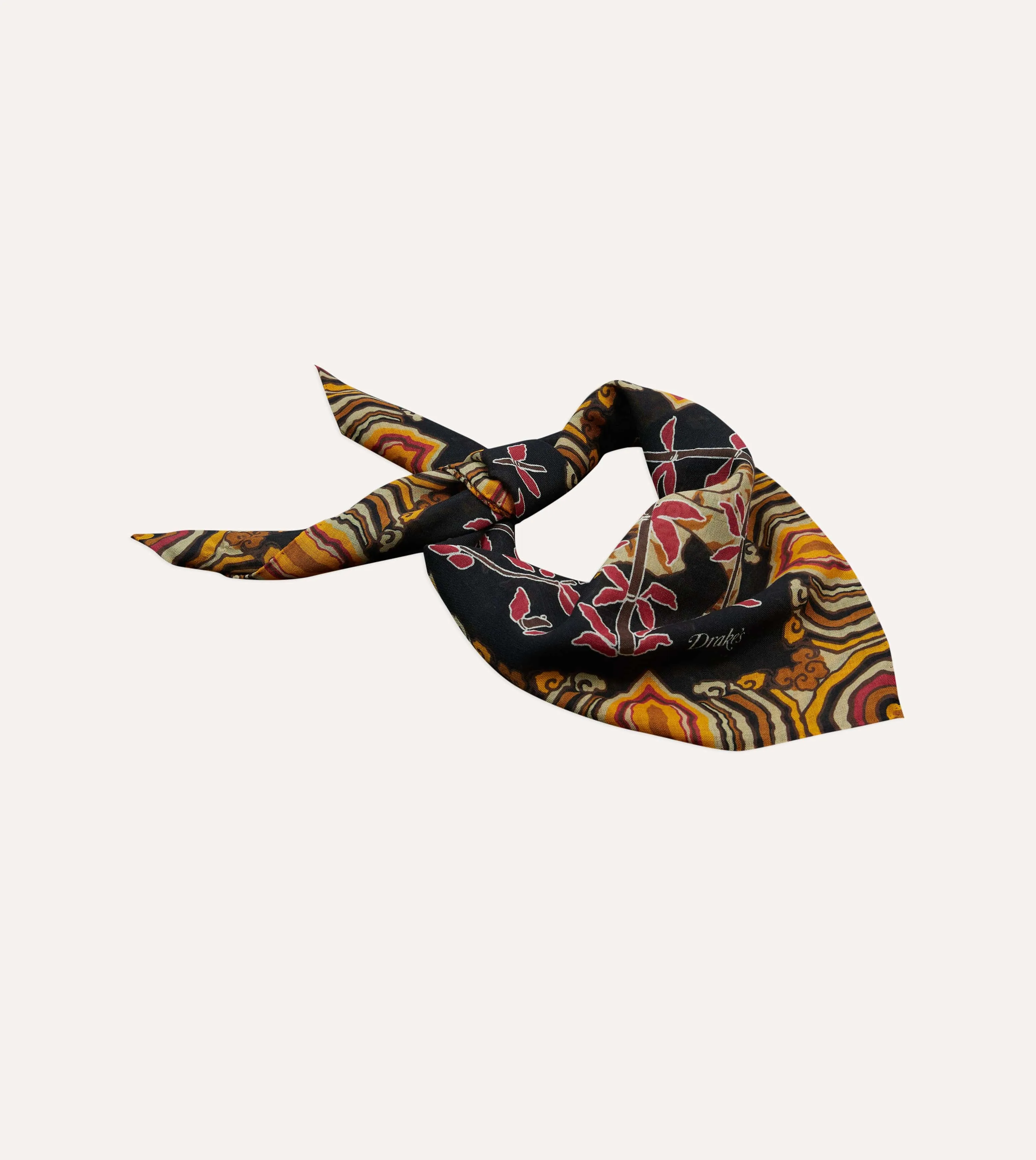 Black Tigers Print Wool-Silk Bandana sold by Drake's London product image thumbnail 4