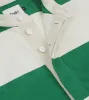 Green and White Stripe Cotton Mandarin Collar Rugby Shirt sold by Drake's London