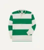 Green and White Stripe Cotton Mandarin Collar Rugby Shirt sold by Drake's London