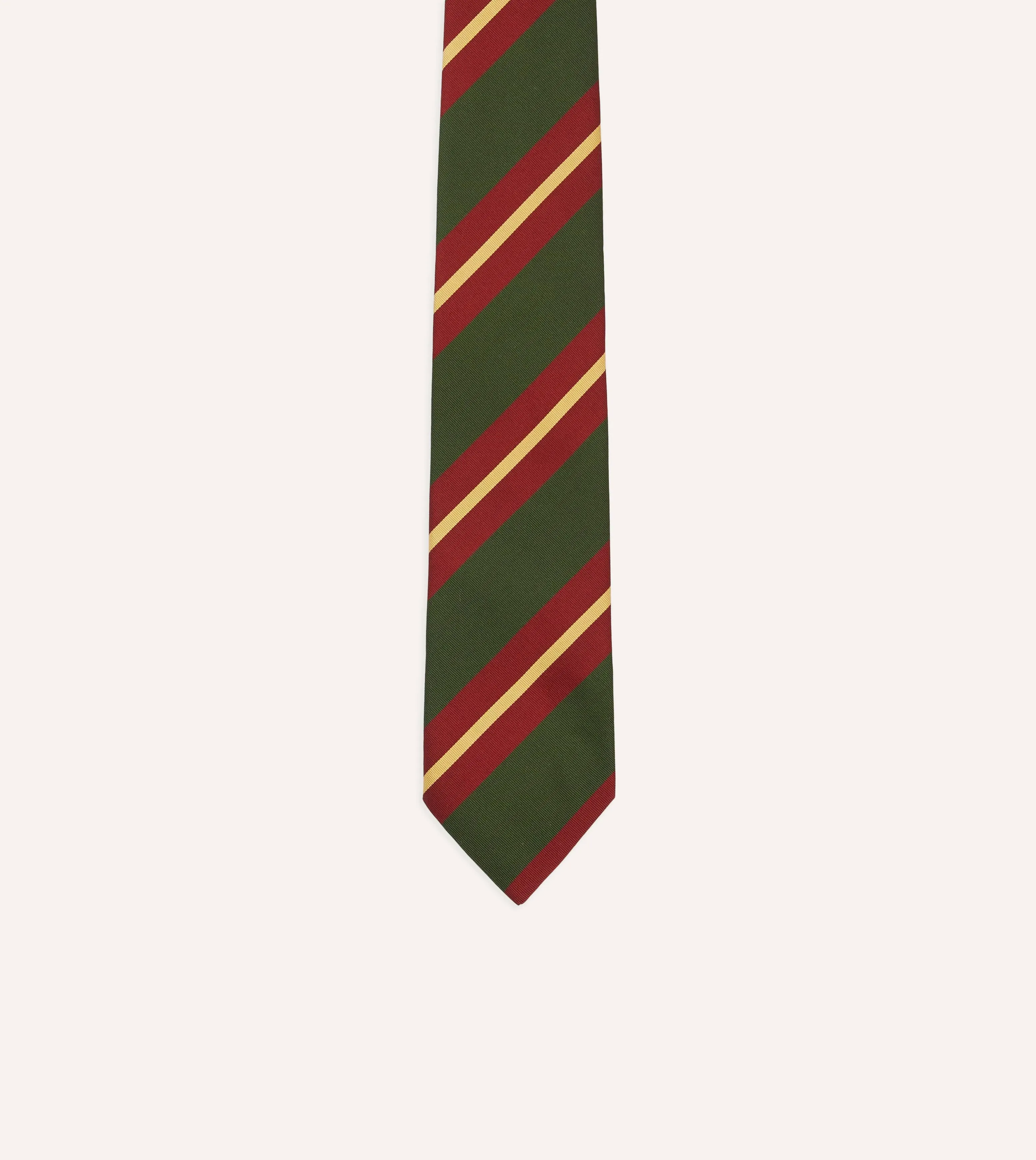 Green, Red and Gold Stripe Mogador Cotton-Silk Tipped Tie sold by Drake's London product image thumbnail 3