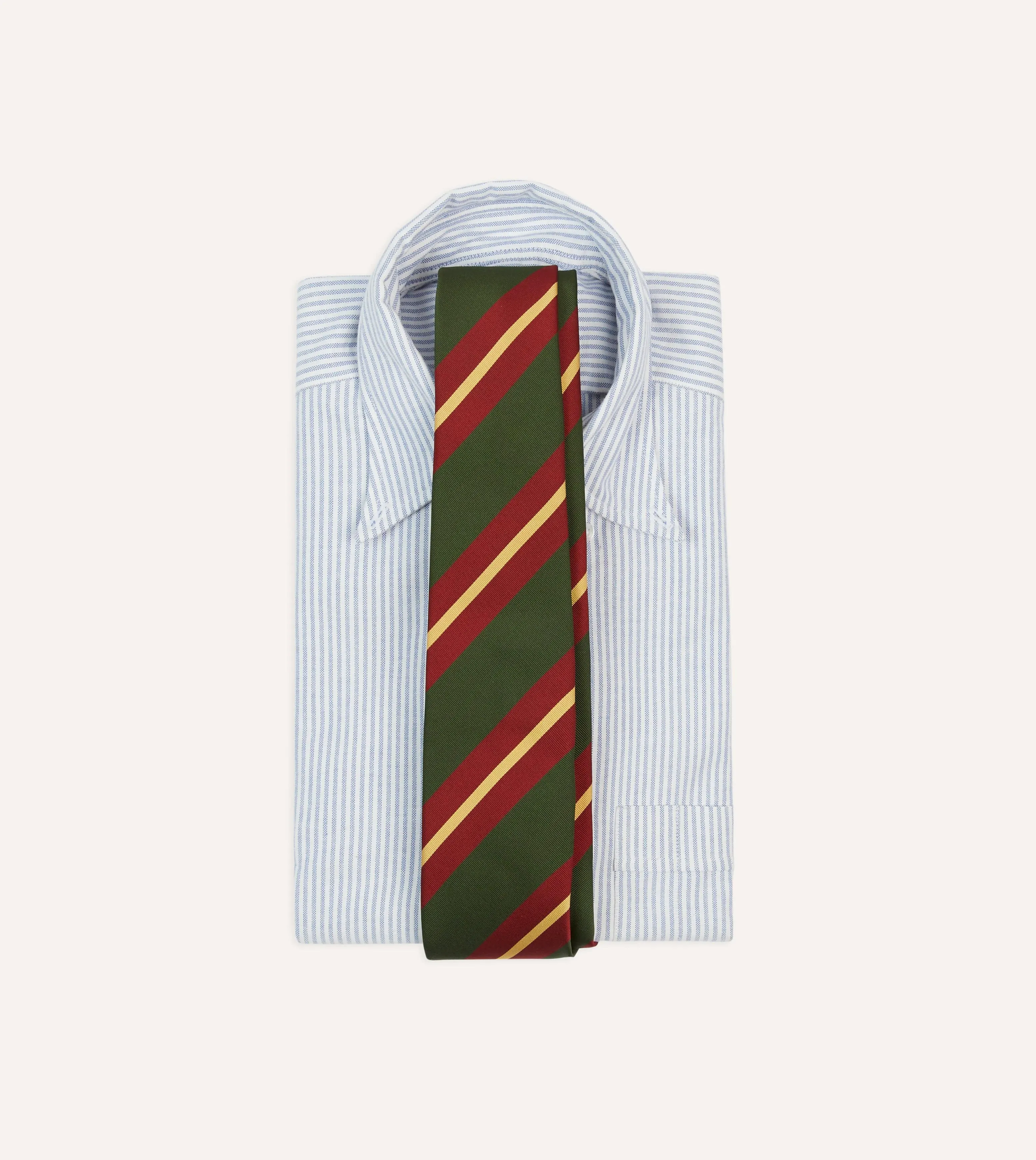 Green, Red and Gold Stripe Mogador Cotton-Silk Tipped Tie sold by Drake's London product image thumbnail 2