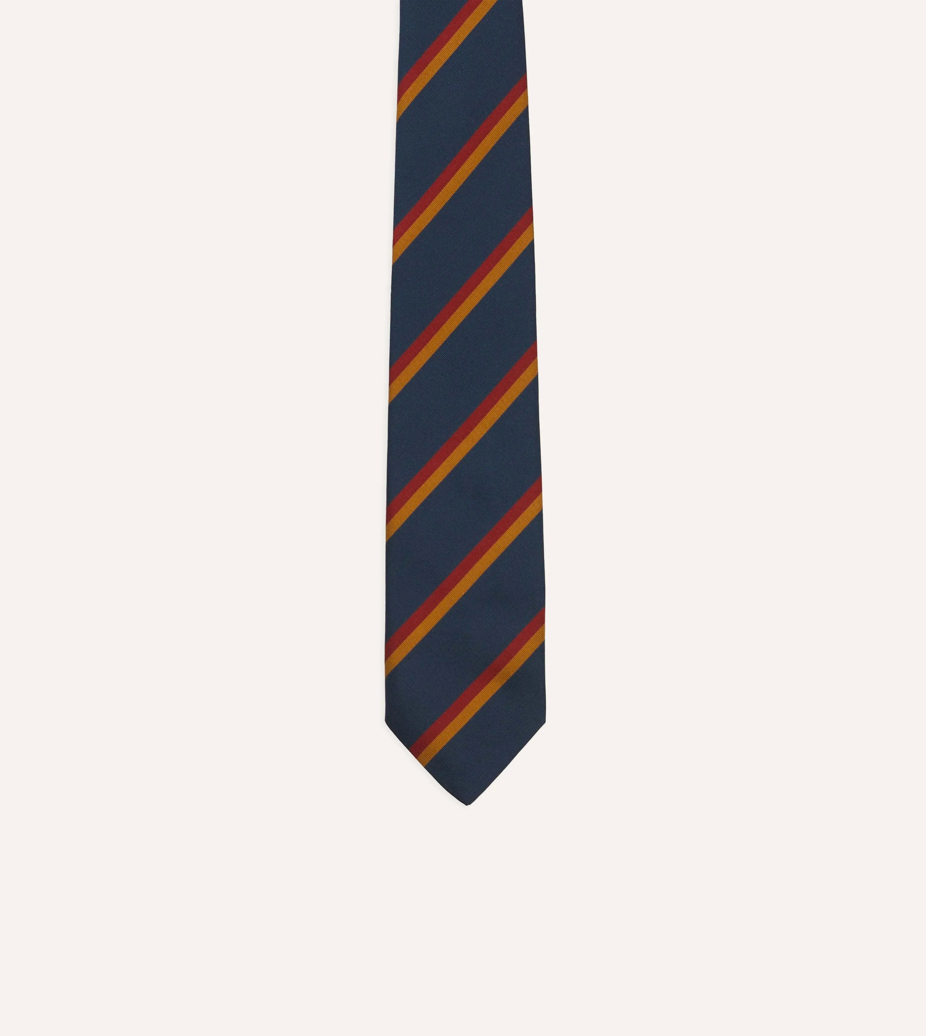 Navy, Red and Gold Stripe Mogador Cotton-Silk Tipped Tie sold by Drake's London product image thumbnail 3