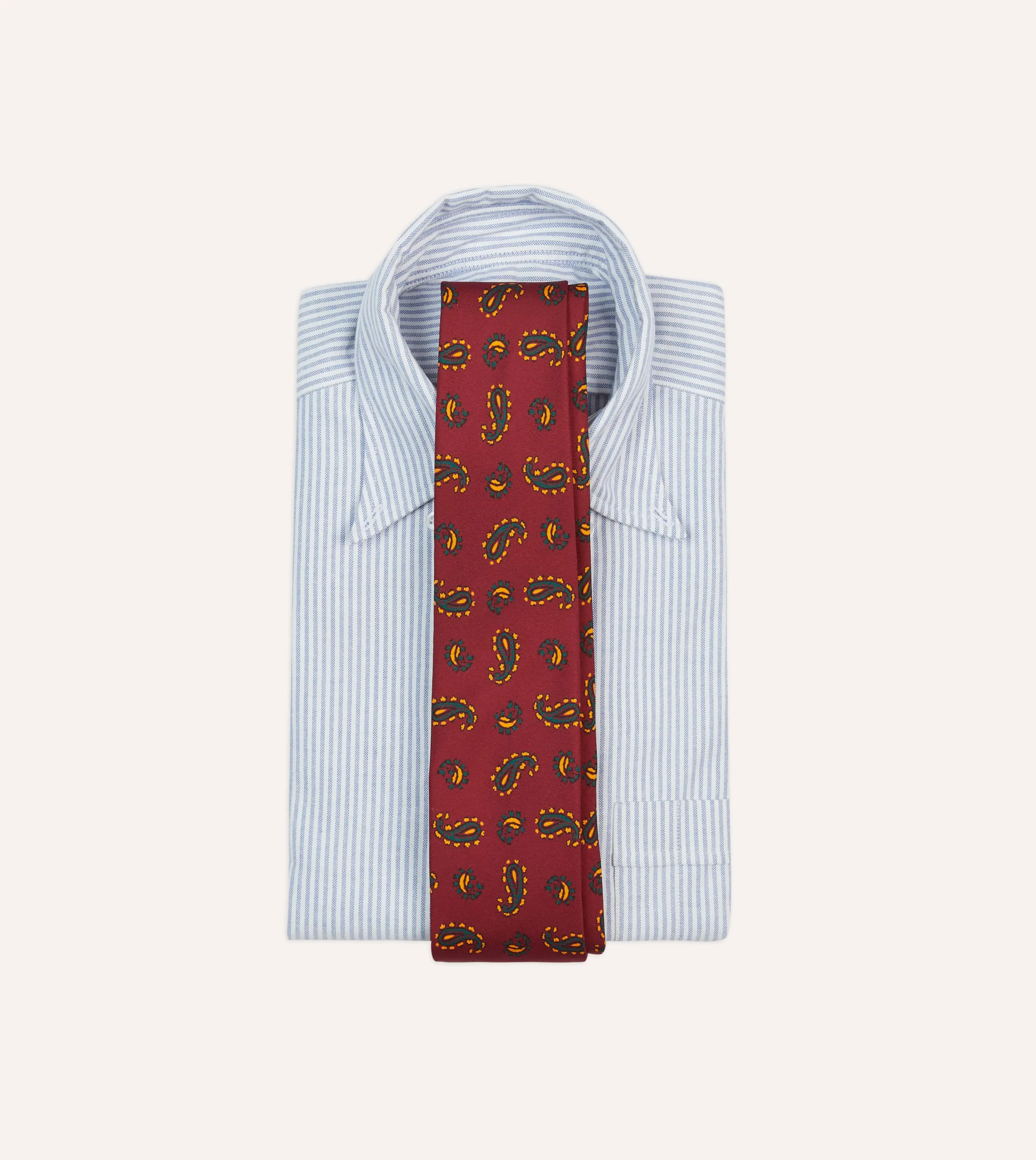 Red Paisley Print Silk Self Tipped Tie sold by Drake's London product image thumbnail 2