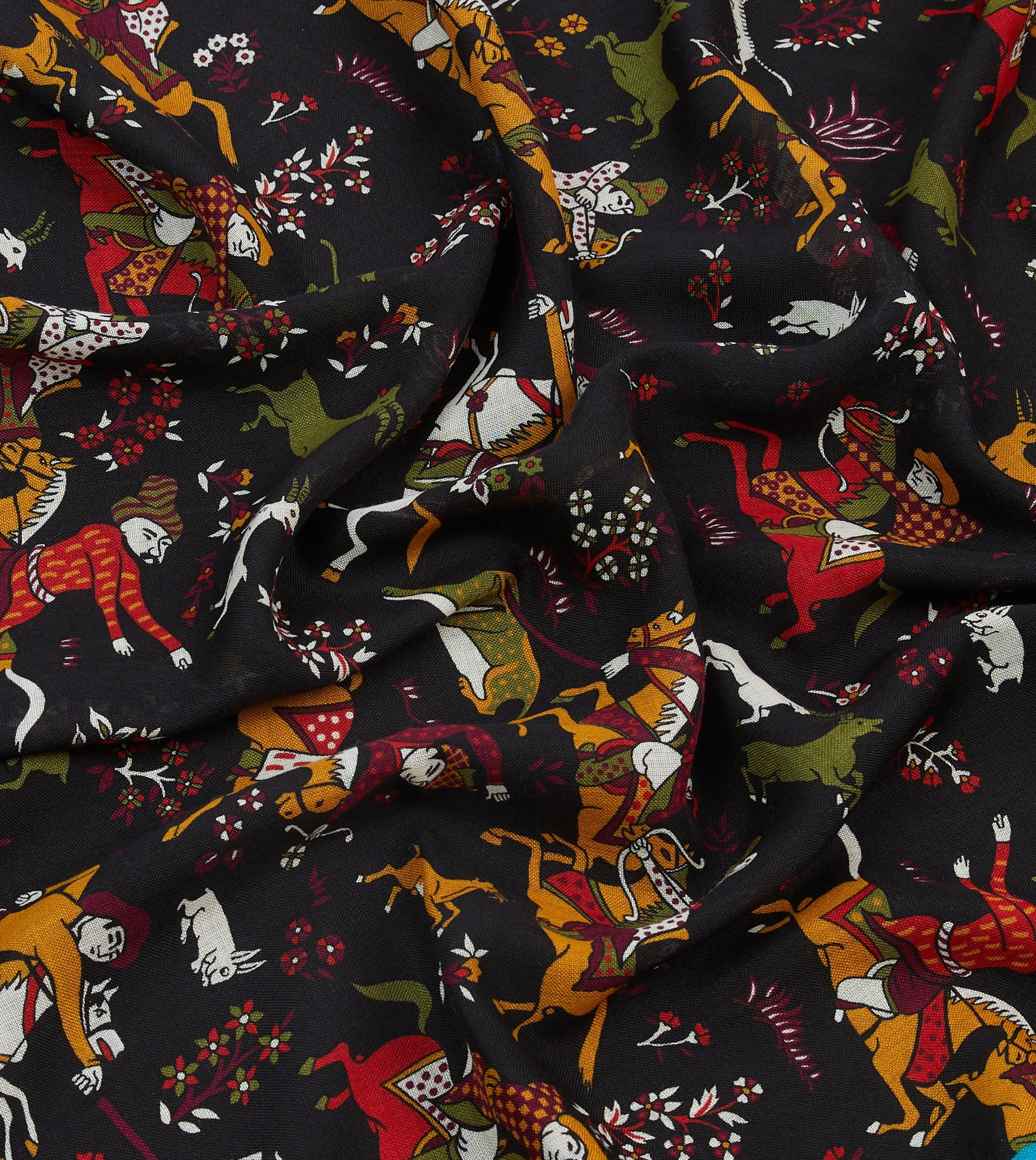 Black Mughal Archer Print Wool Silk Scarf sold by Drake's London product image thumbnail 2