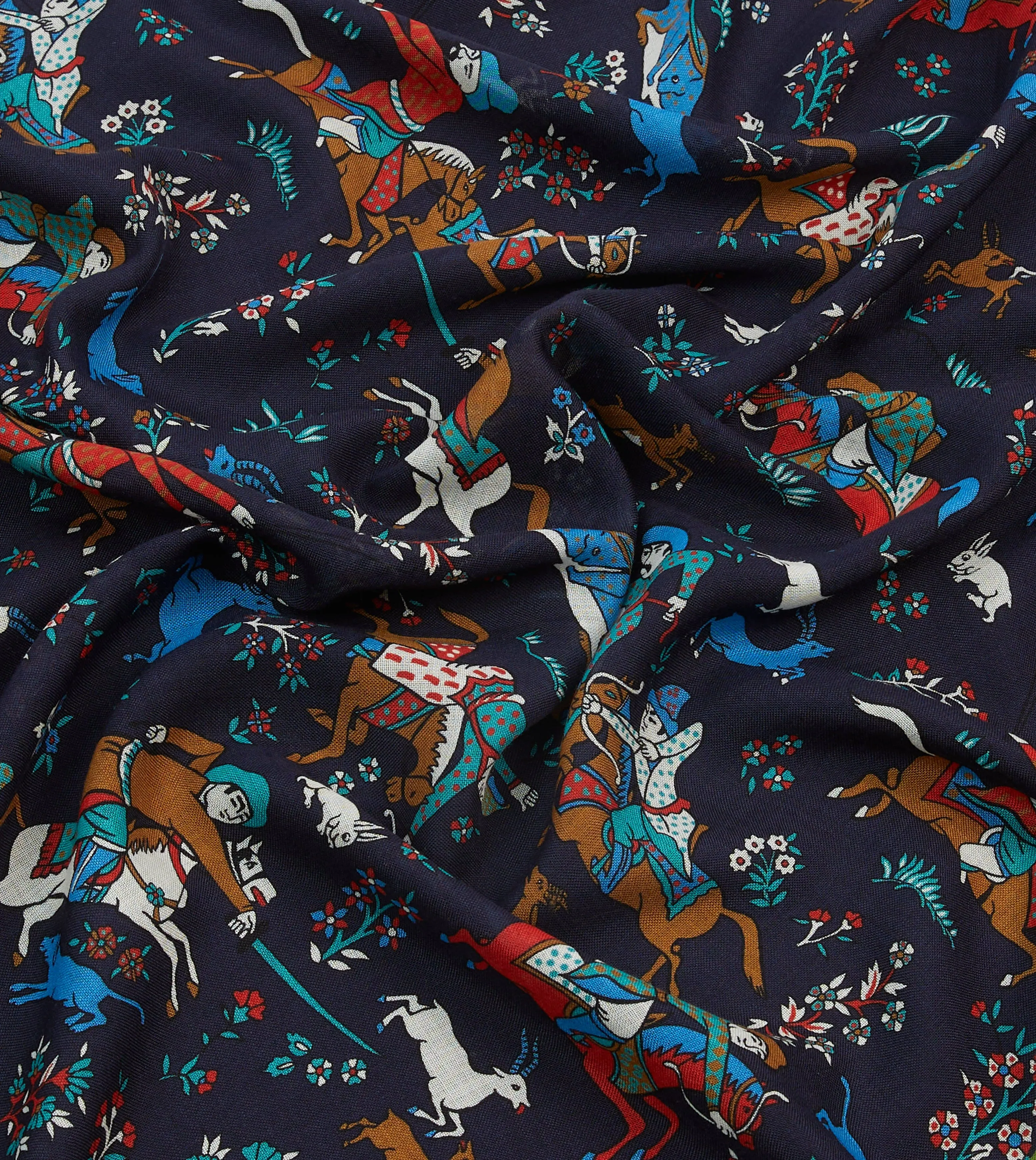 Navy Mughal Archer Print Wool Silk Scarf sold by Drake's London product image thumbnail 2