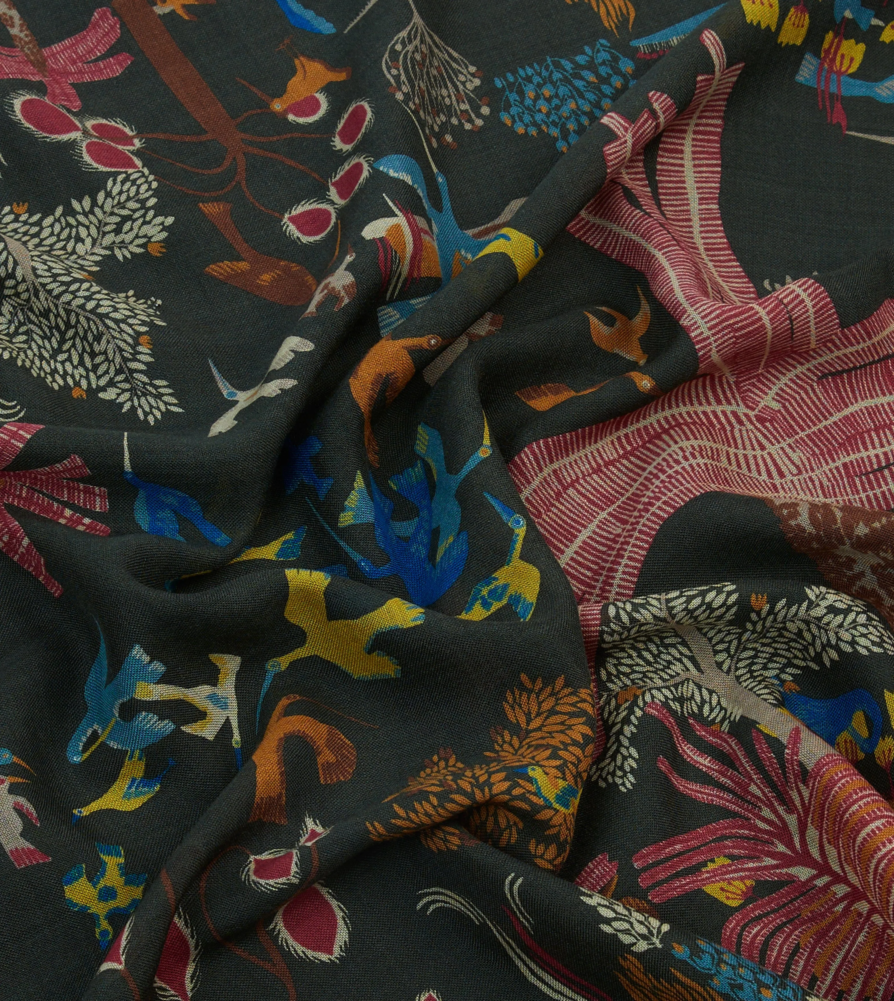 Green Palm Print Wool-Silk Bandana sold by Drake's London product image thumbnail 2