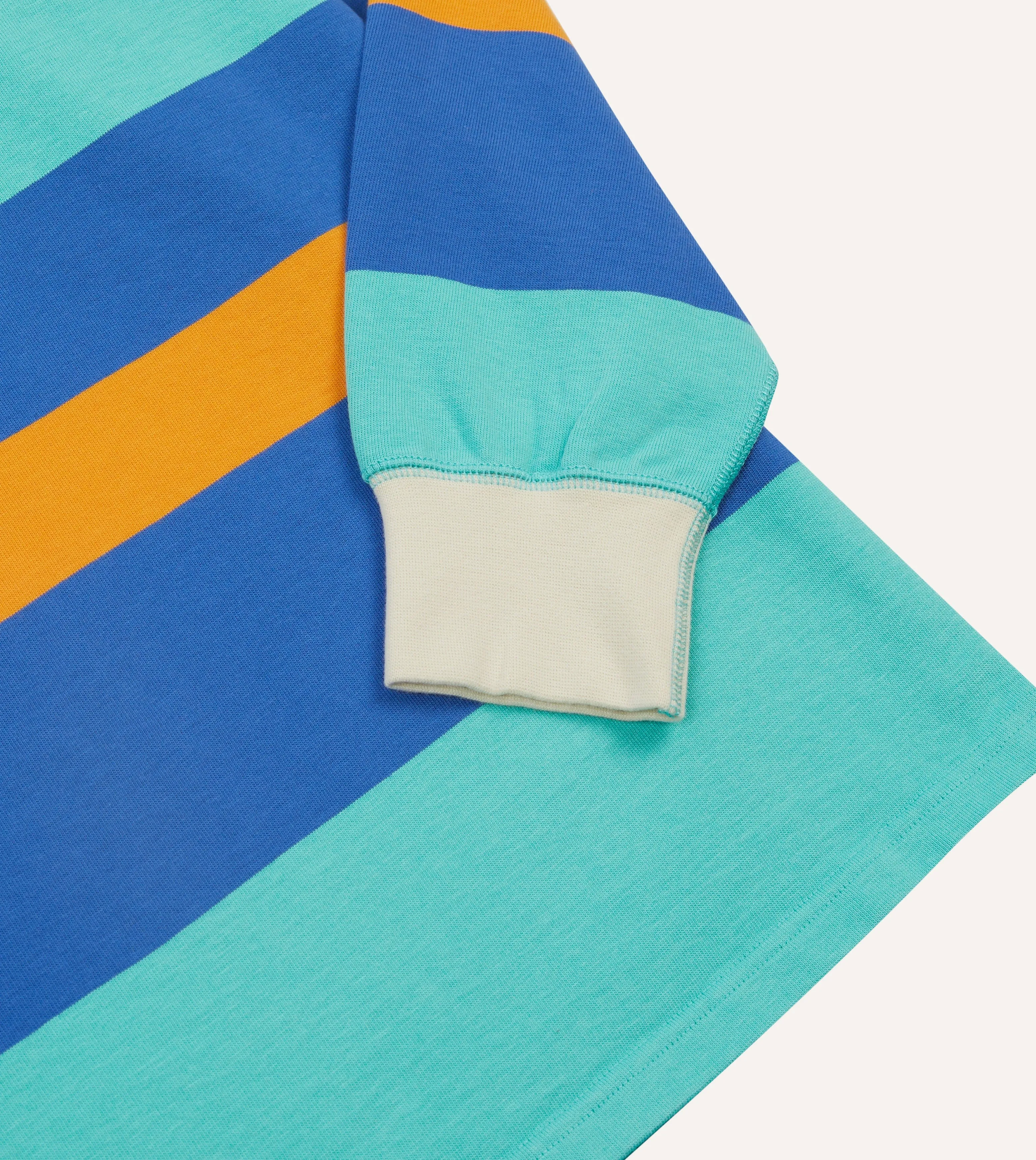 Turquoise, Yellow, Blue and Red Multi Stripe Cotton Rugby Shirt sold by Drake's London product image thumbnail 5