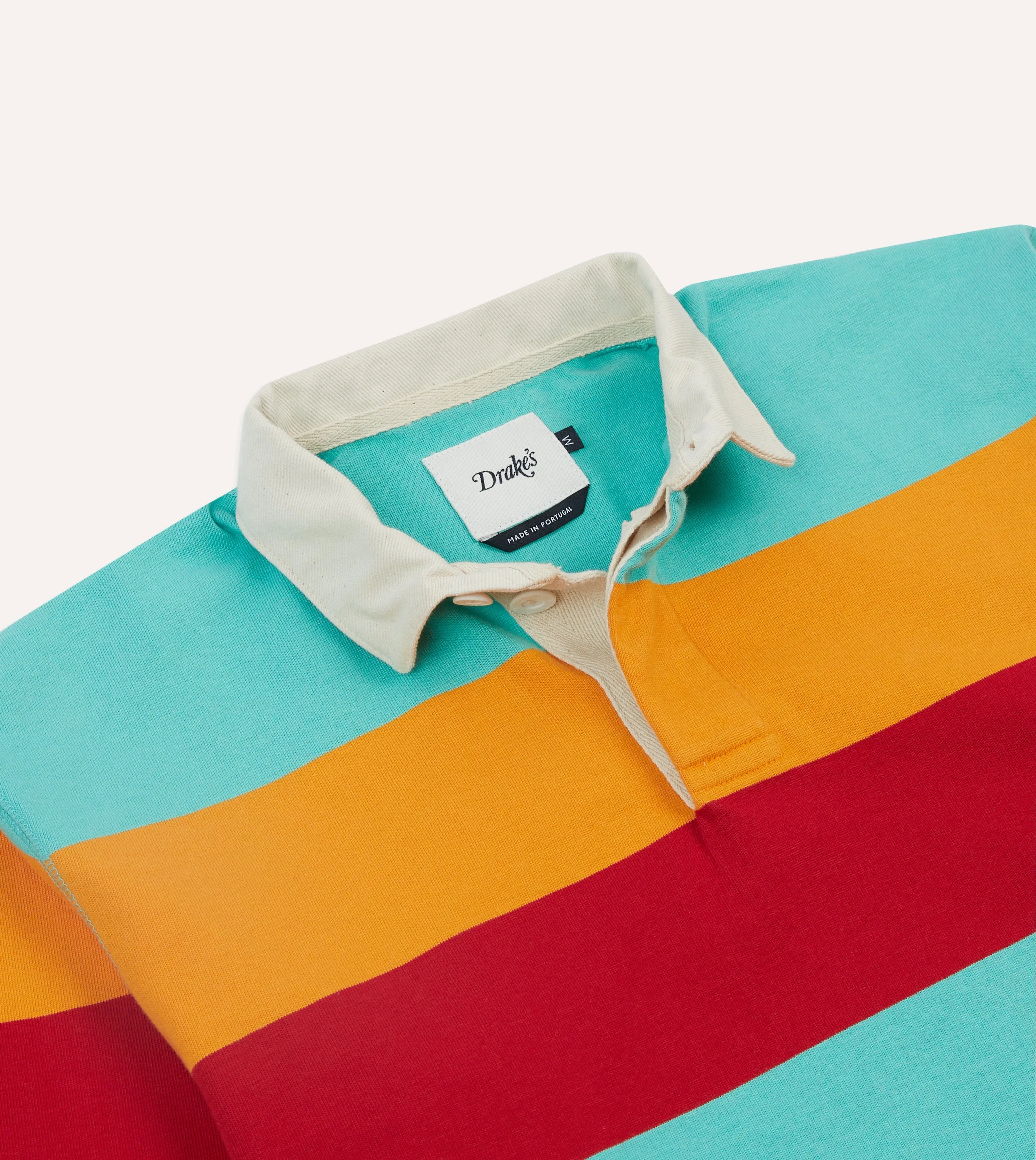 Turquoise, Yellow, Blue and Red Multi Stripe Cotton Rugby Shirt sold by Drake's London product image thumbnail 3