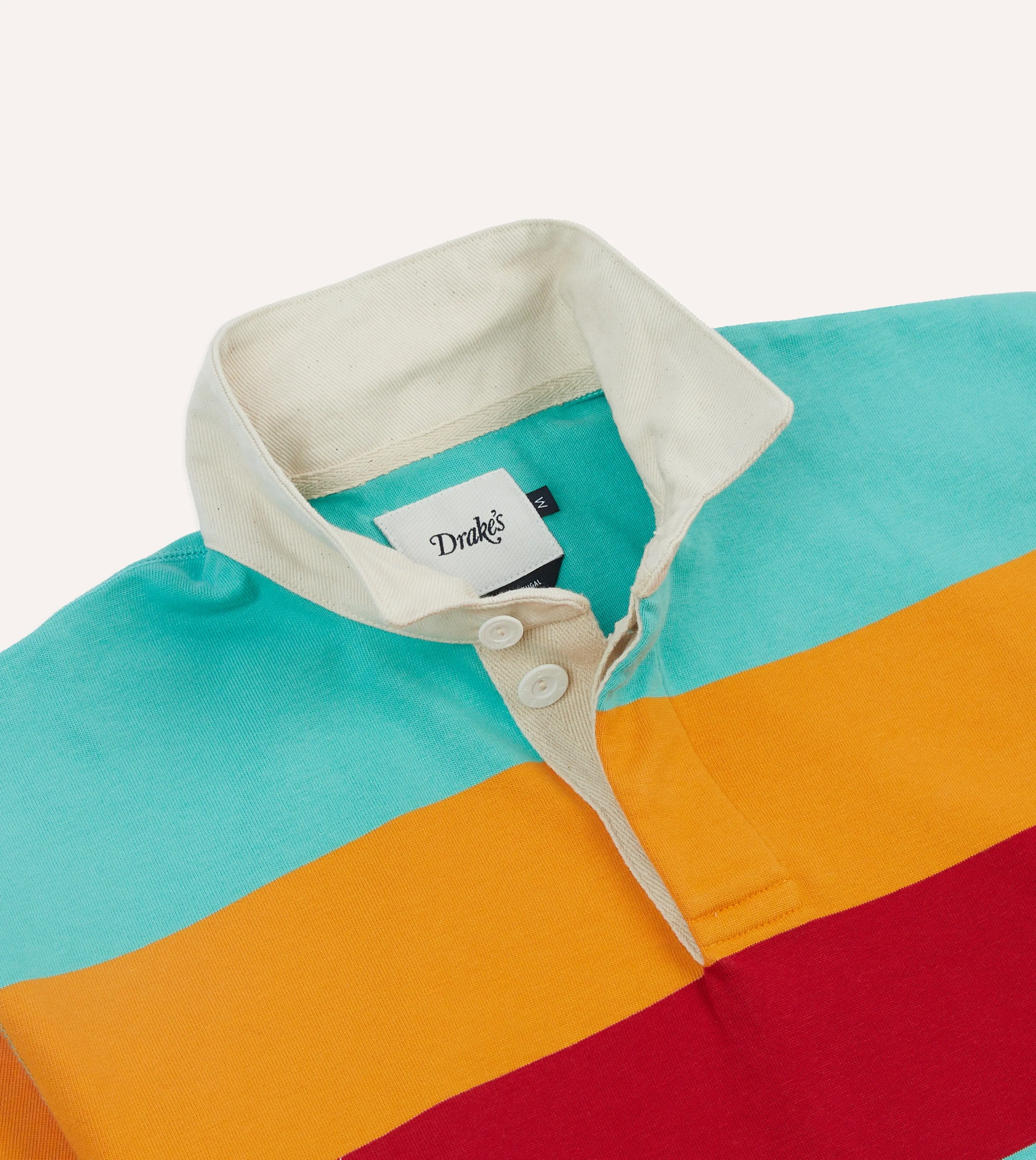 Turquoise, Yellow, Blue and Red Multi Stripe Cotton Rugby Shirt sold by Drake's London product image thumbnail 4