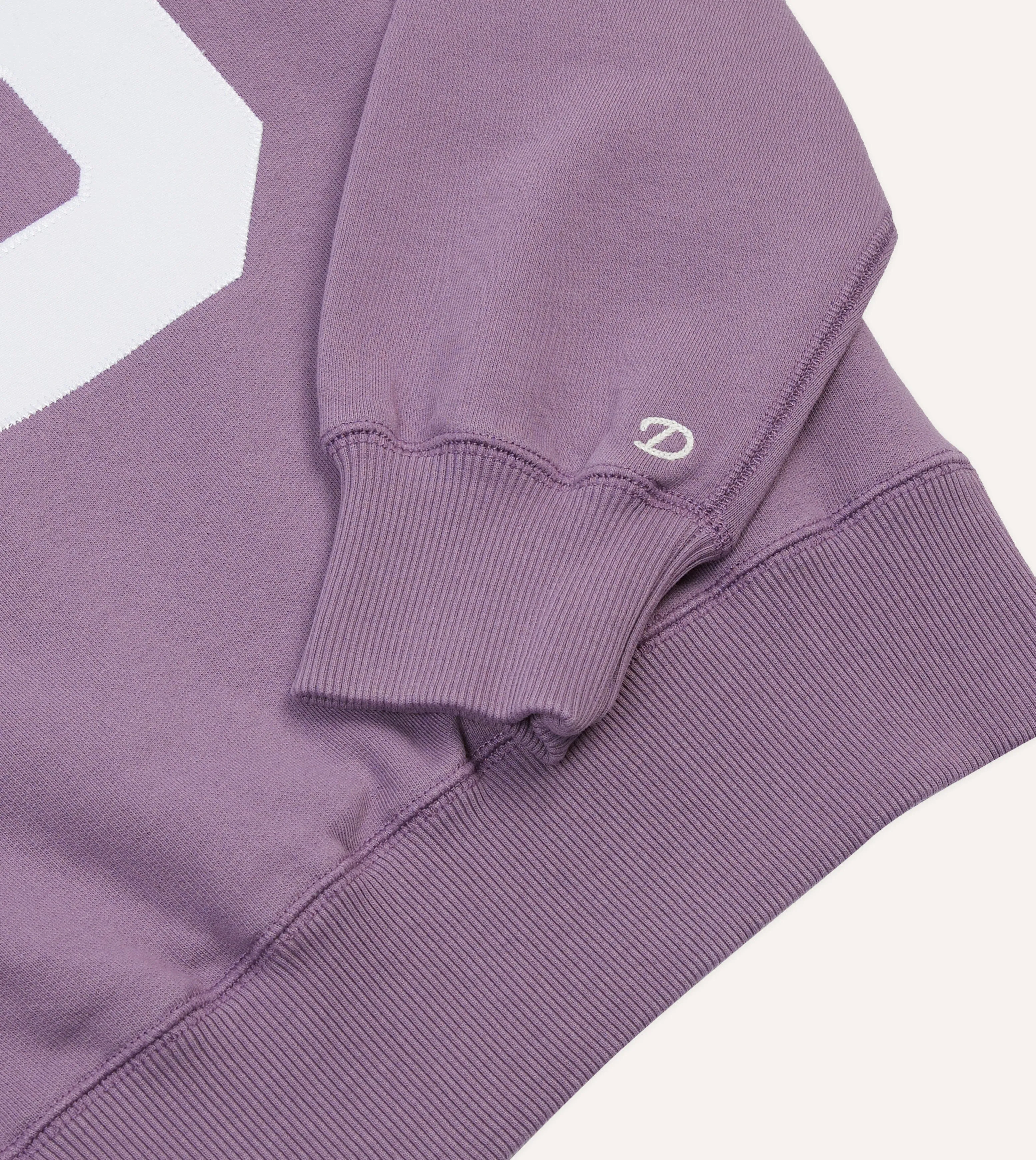 Lilac ‘1977’ Appliqué Cotton Sweatshirt sold by Drake's London product image thumbnail 5