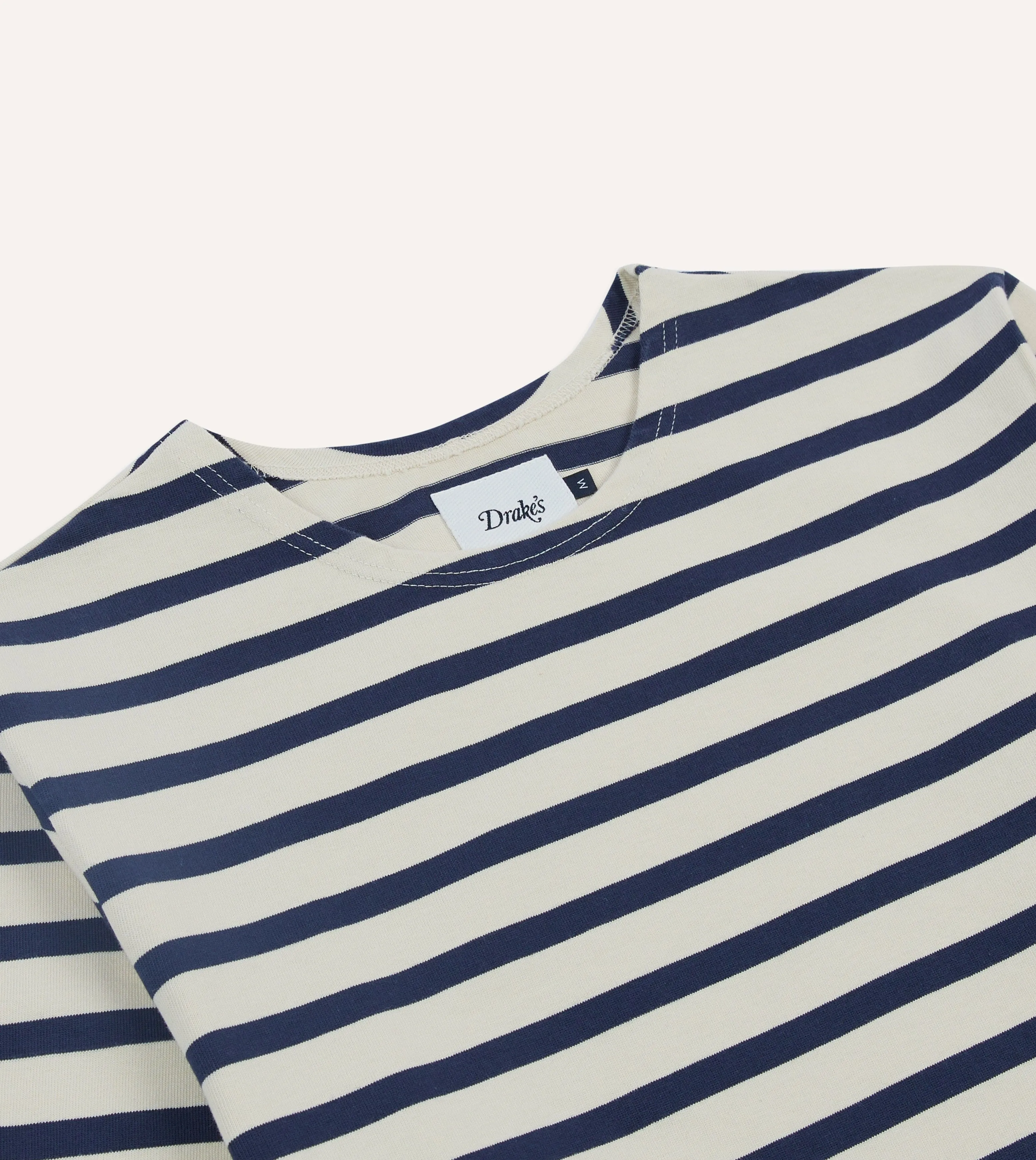 Ecru and Navy Breton Long Sleeve T-Shirt sold by Drake's London product image thumbnail 3
