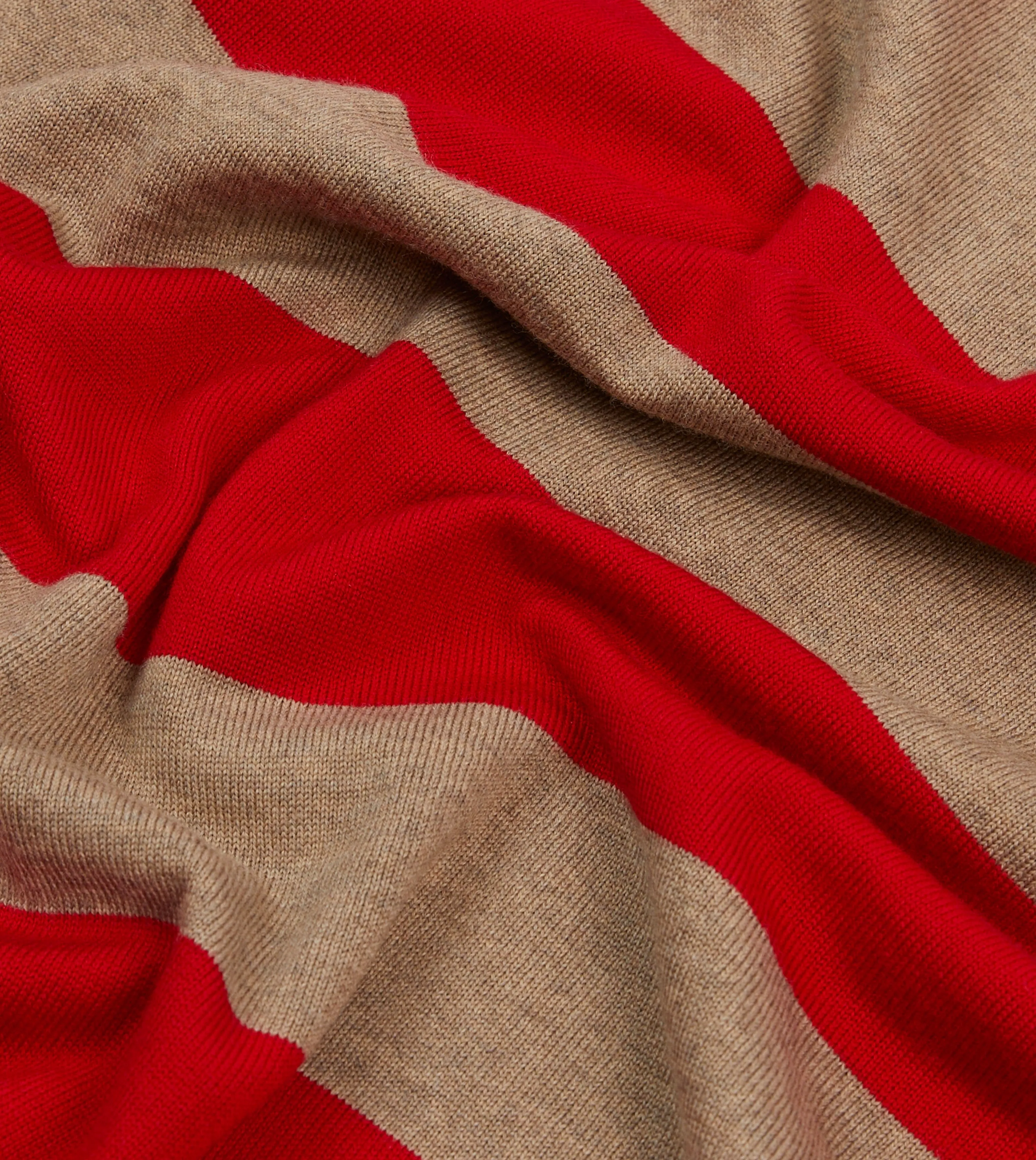 Red and Tan Block Stripe Knitted Rugby Shirt sold by Drake's London product image thumbnail 2