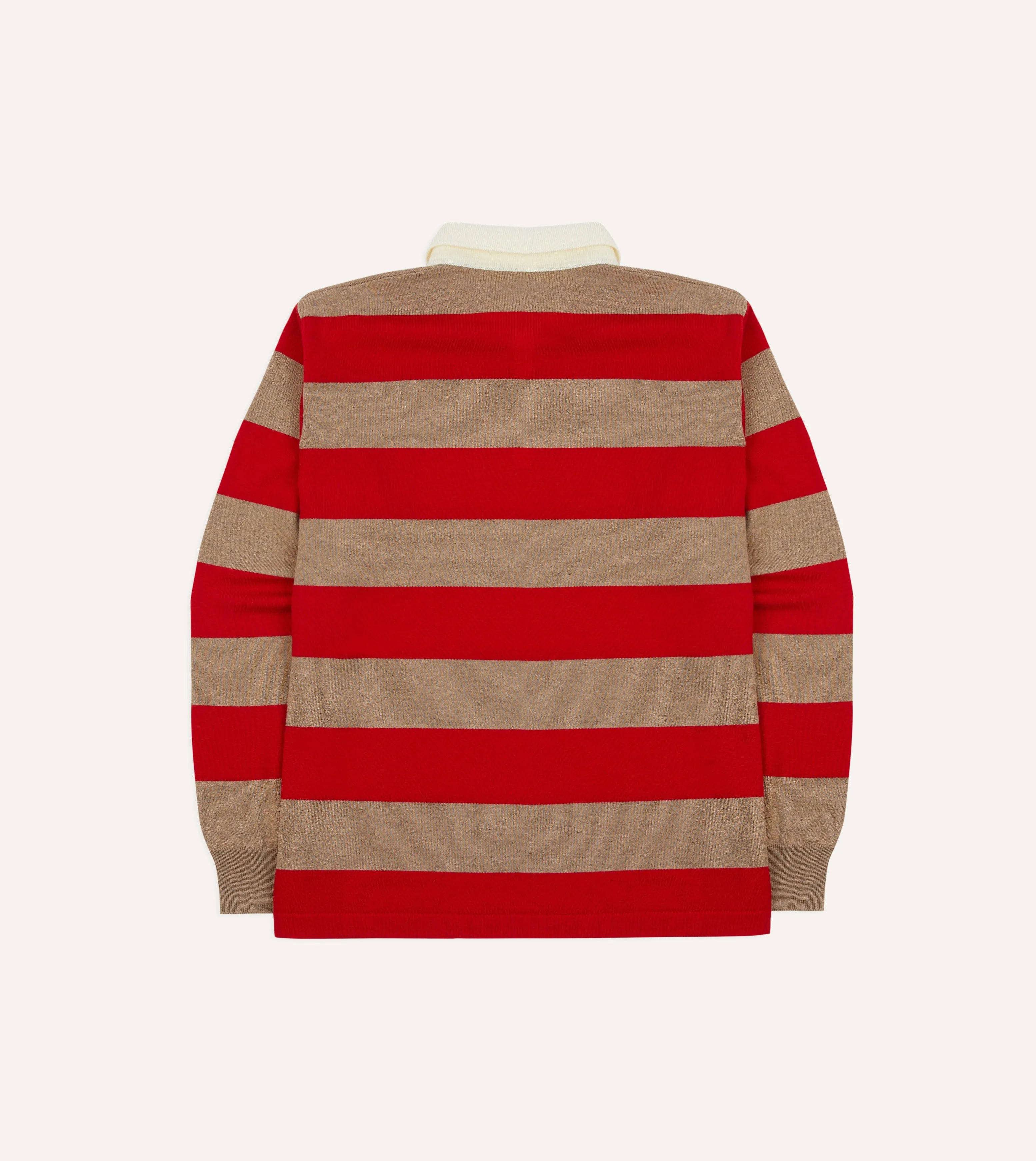 Red and Tan Block Stripe Knitted Rugby Shirt sold by Drake's London product image thumbnail 5