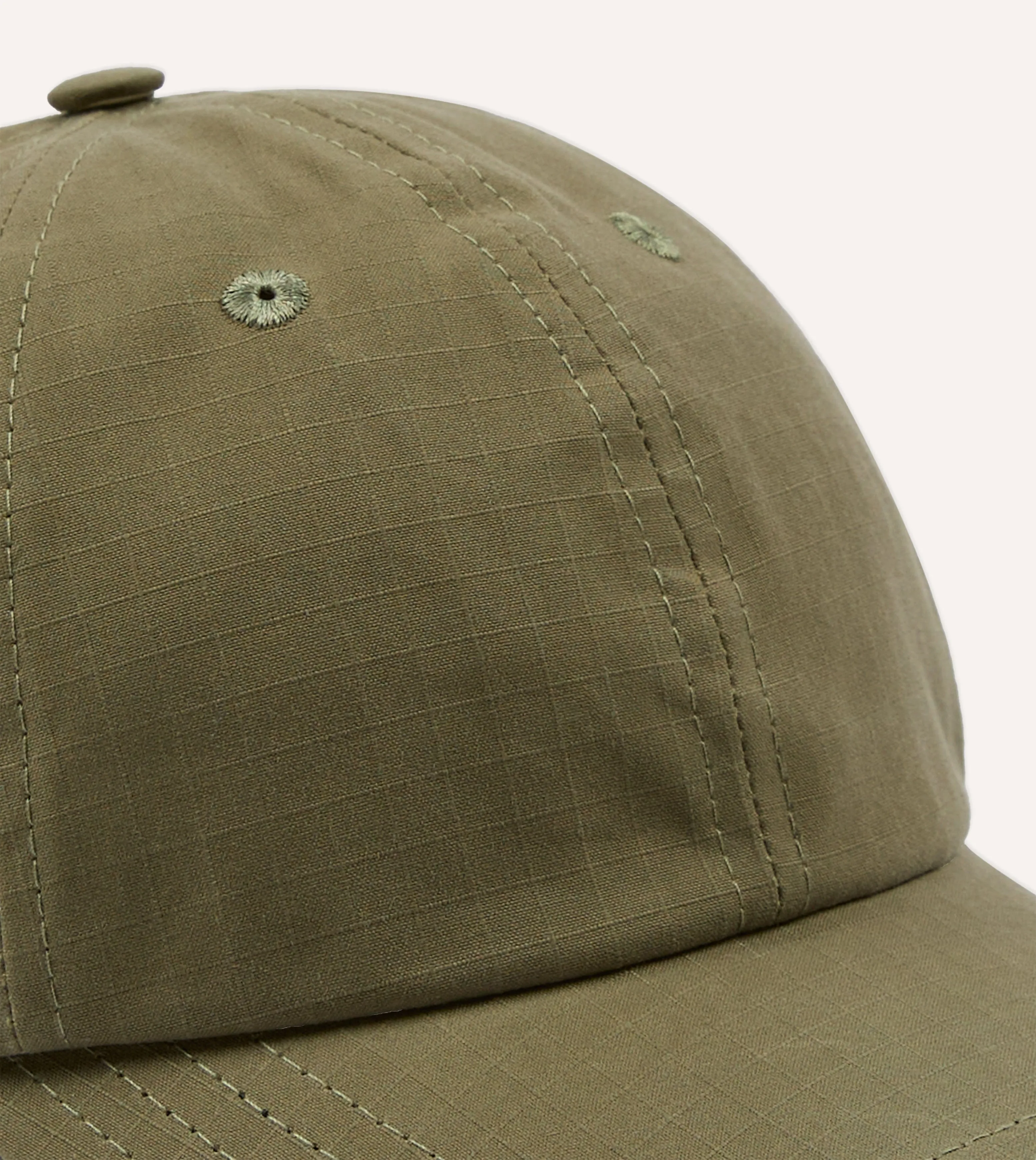 Khaki Green Ripstop Cotton Baseball Cap sold by Drake's London product image thumbnail 3