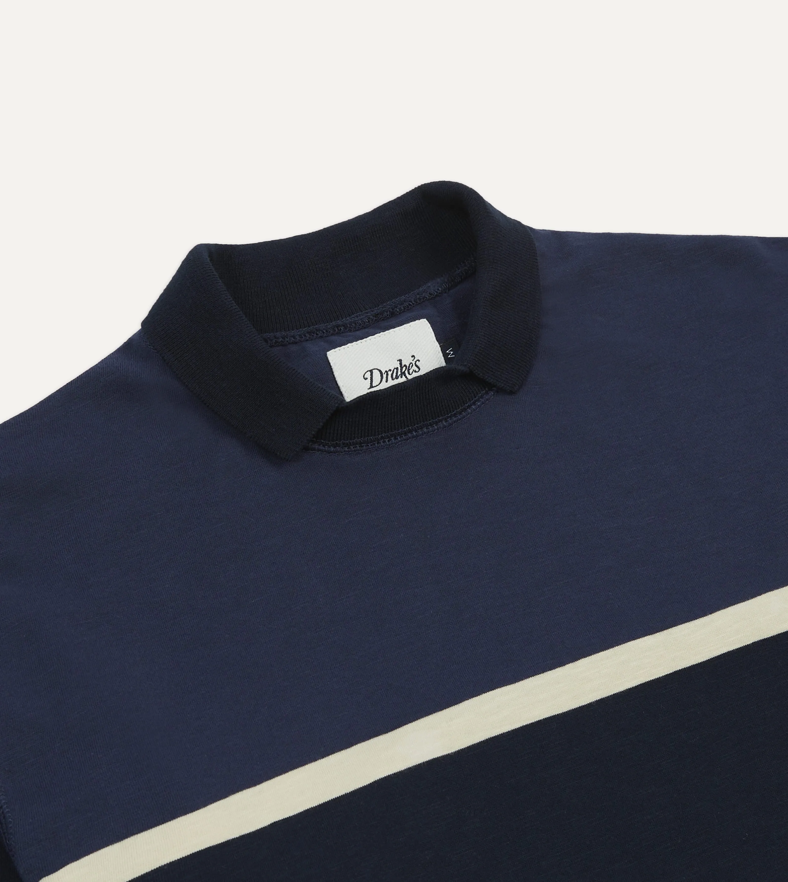 Navy and Ecru Stripe Mock Collar Long-Sleeve Jersey sold by Drake's London product image thumbnail 3
