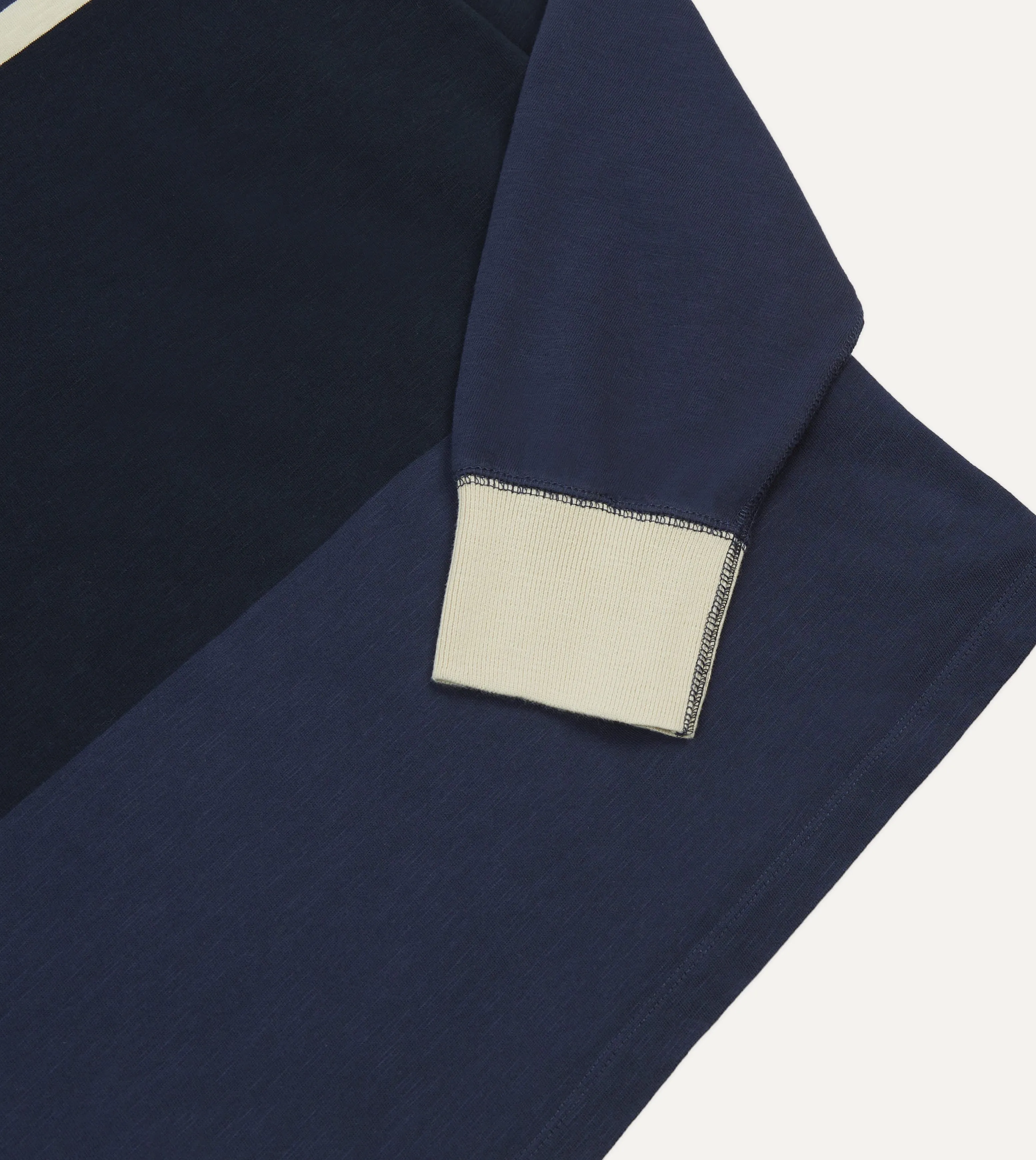 Navy and Ecru Stripe Mock Collar Long-Sleeve Jersey sold by Drake's London product image thumbnail 5