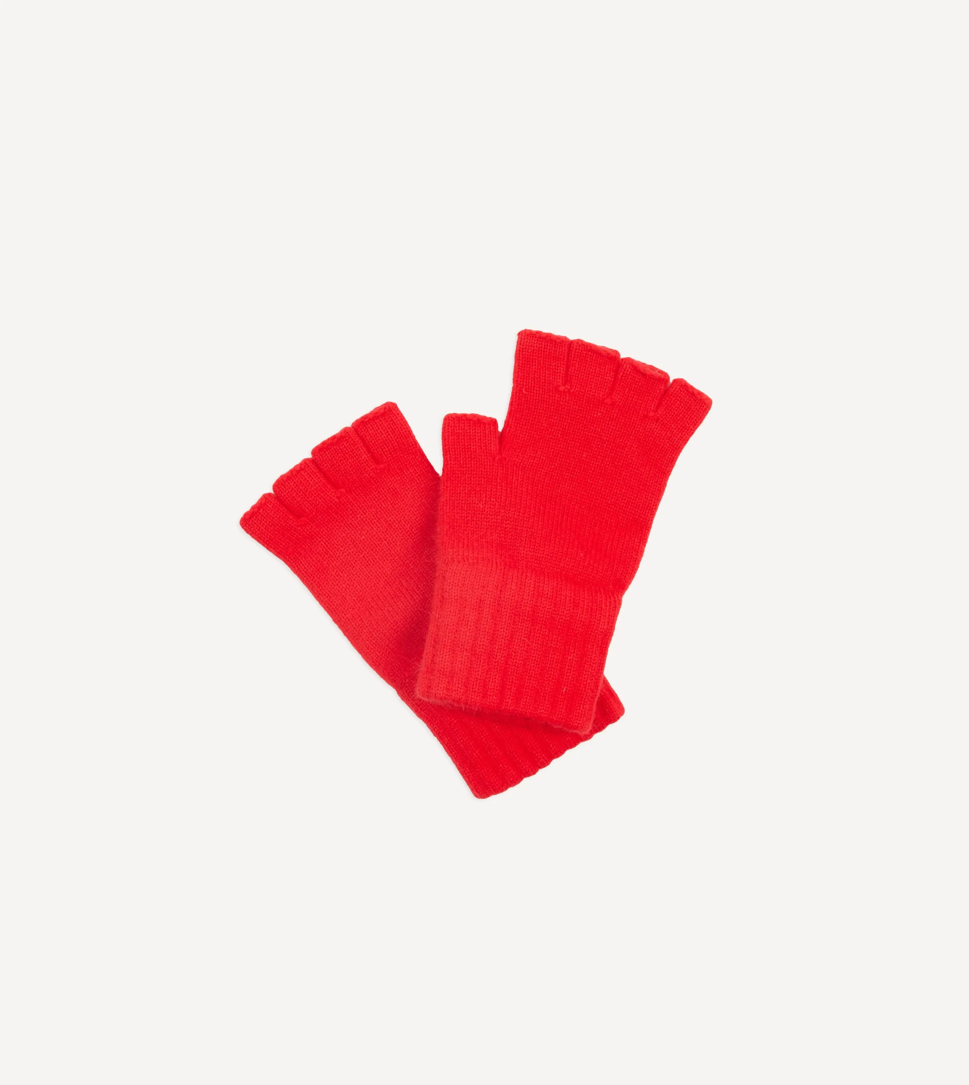 Red Geelongora Fingerless Knitted Gloves sold by Drake's London