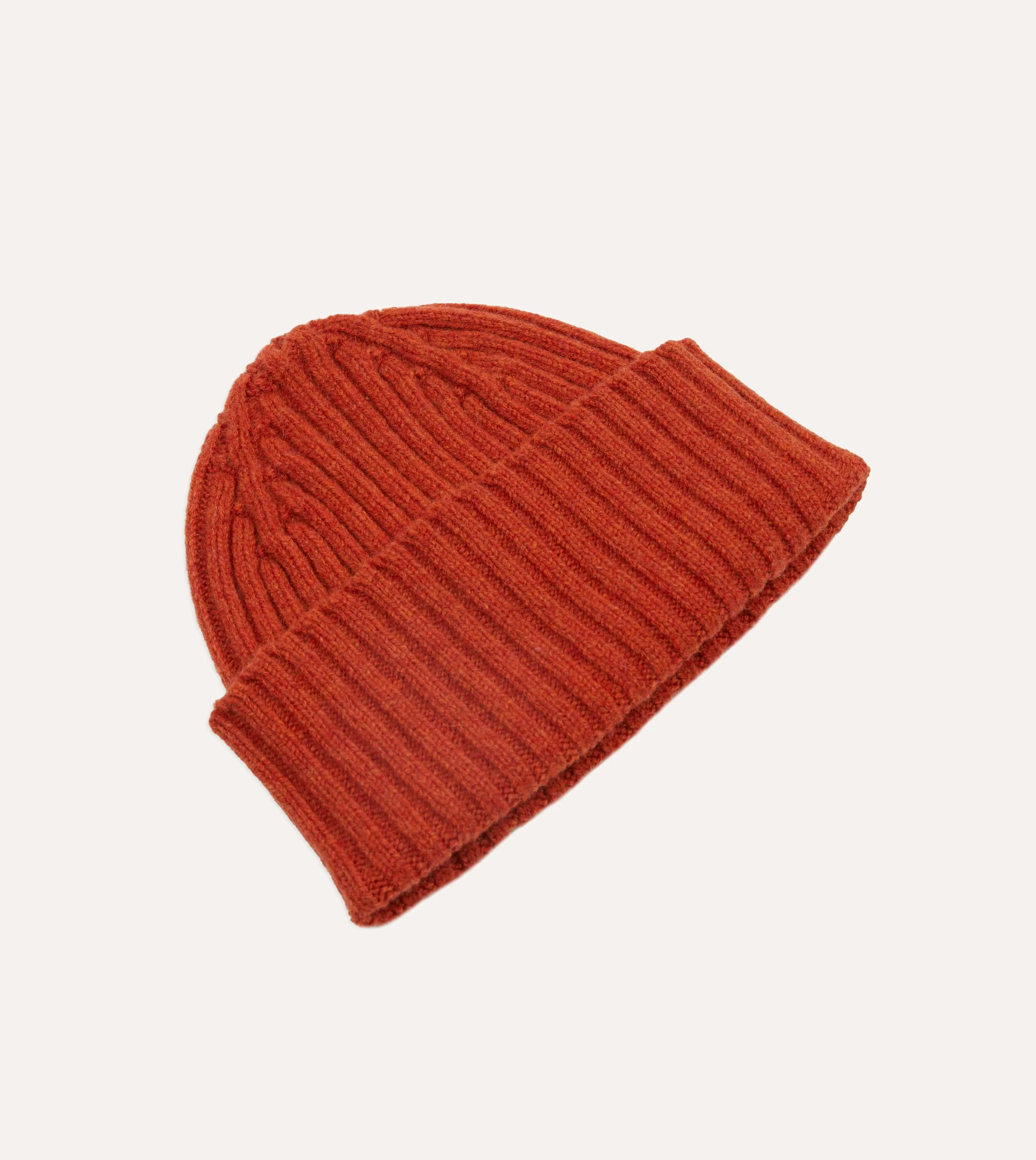 Rust Lambswool Ribbed Knit Cap sold by Drake's London product image thumbnail 3