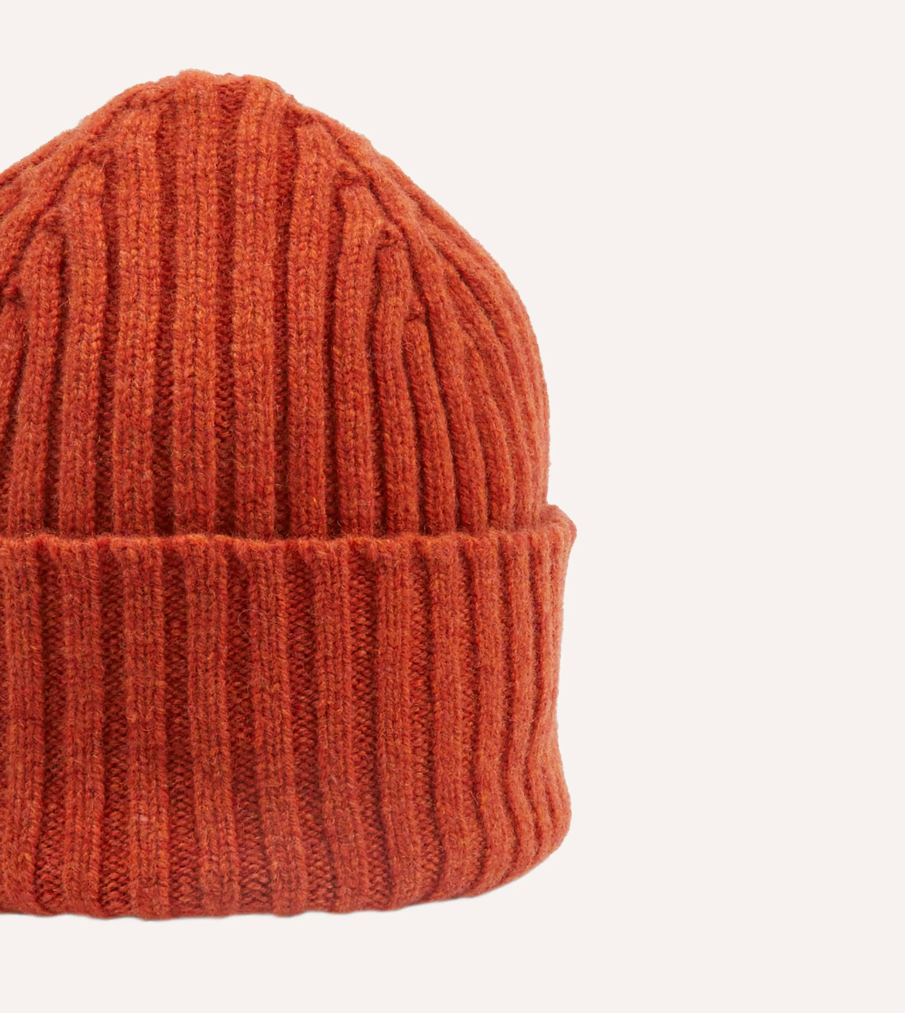 Rust Lambswool Ribbed Knit Cap sold by Drake's London product image thumbnail 4