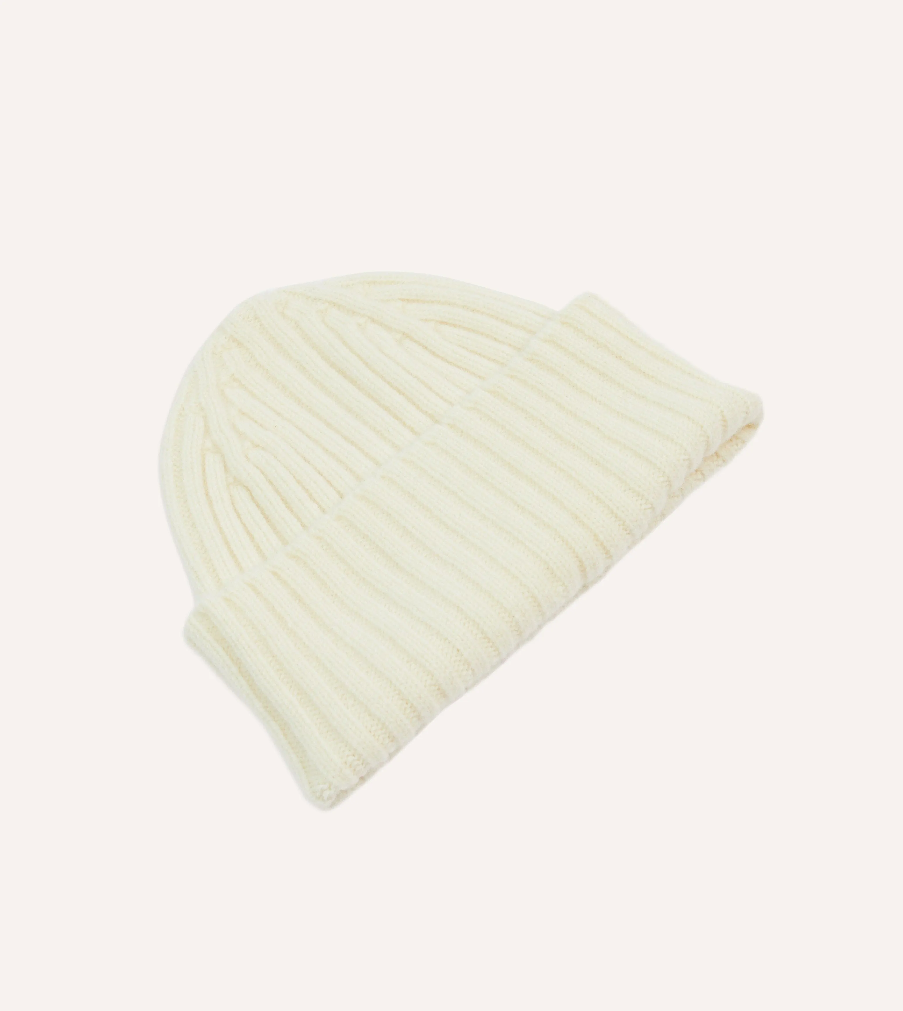 Ecru Lambswool Ribbed Knit Cap sold by Drake's London product image thumbnail 3